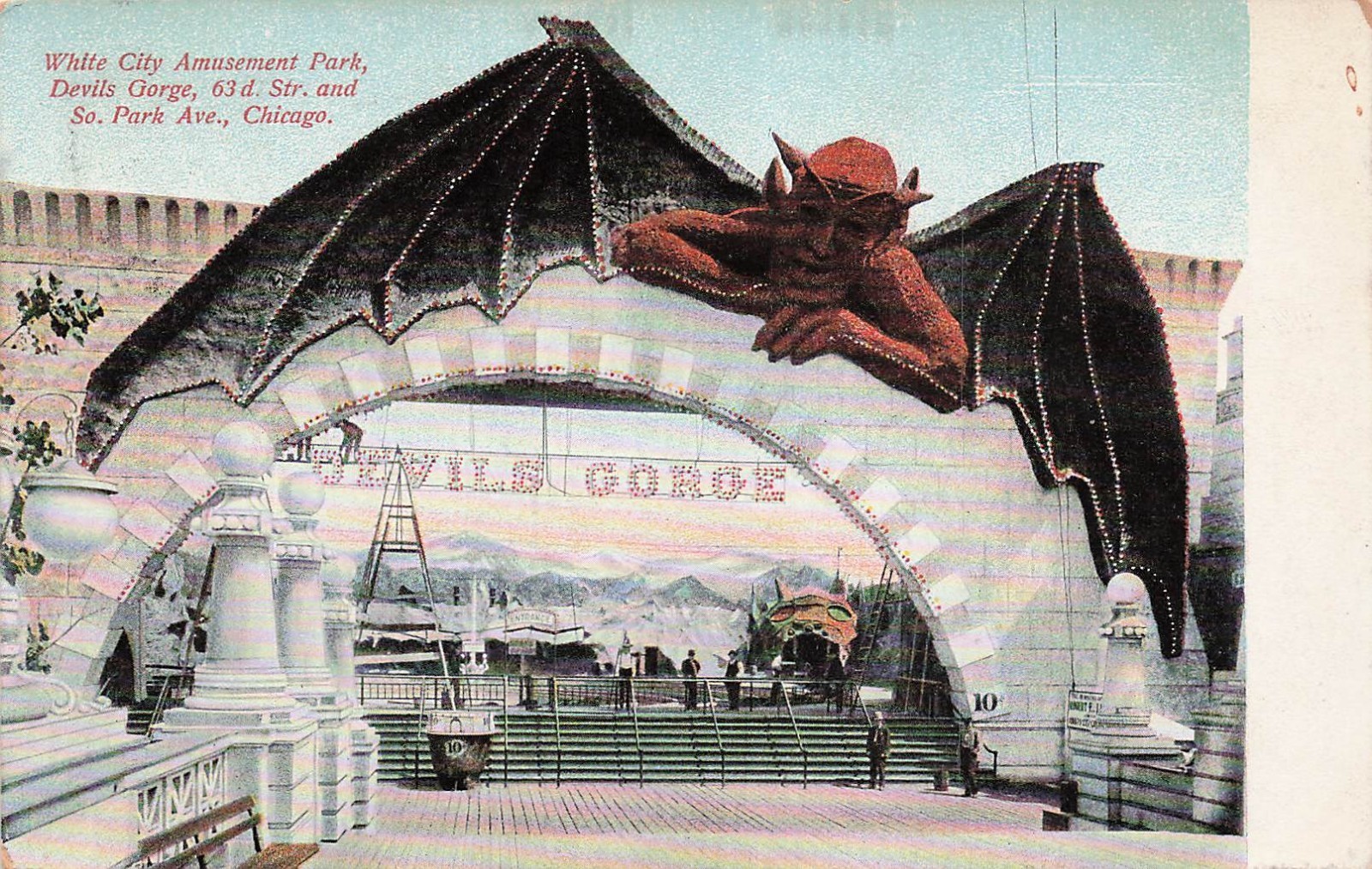 Chicago White City Amusement Park Devils Gorge Vtg Postcard J74 Chicago White City Amusement Park Devils Gorge Vtg Postcard J74