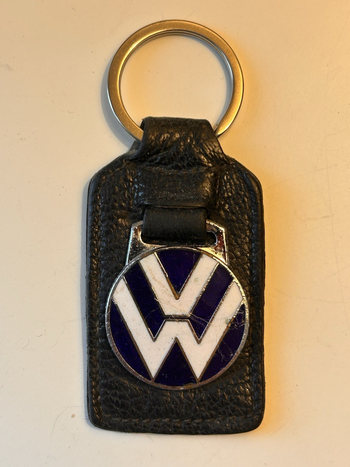Vintage 1970-1980’s VW cloissone leather keyring keychain fob - Made in England Vintage 1970-1980’s VW cloissone leather keyring keychain fob - Made in England
