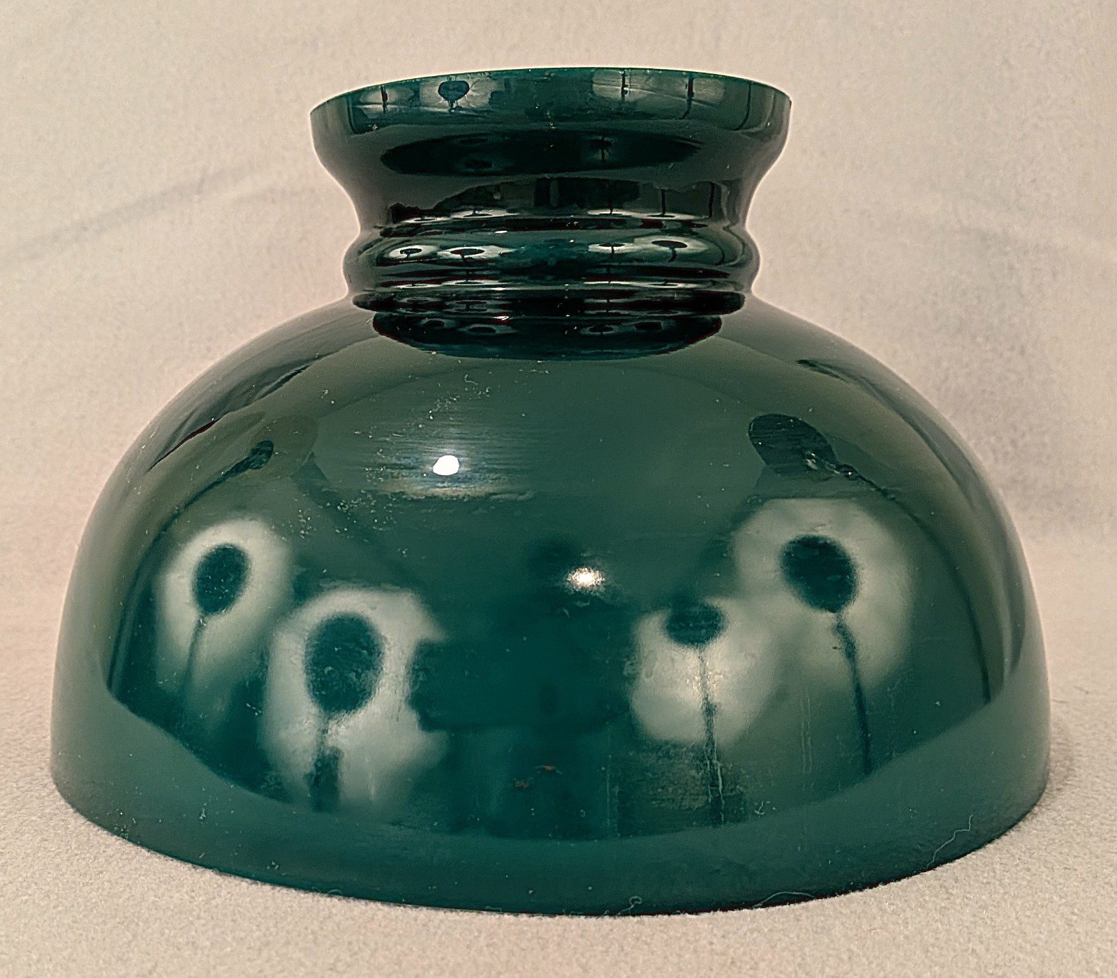 10" Antique Vtg Green Cased Glass Oil Lamp Shade Student  Emeralite ?
