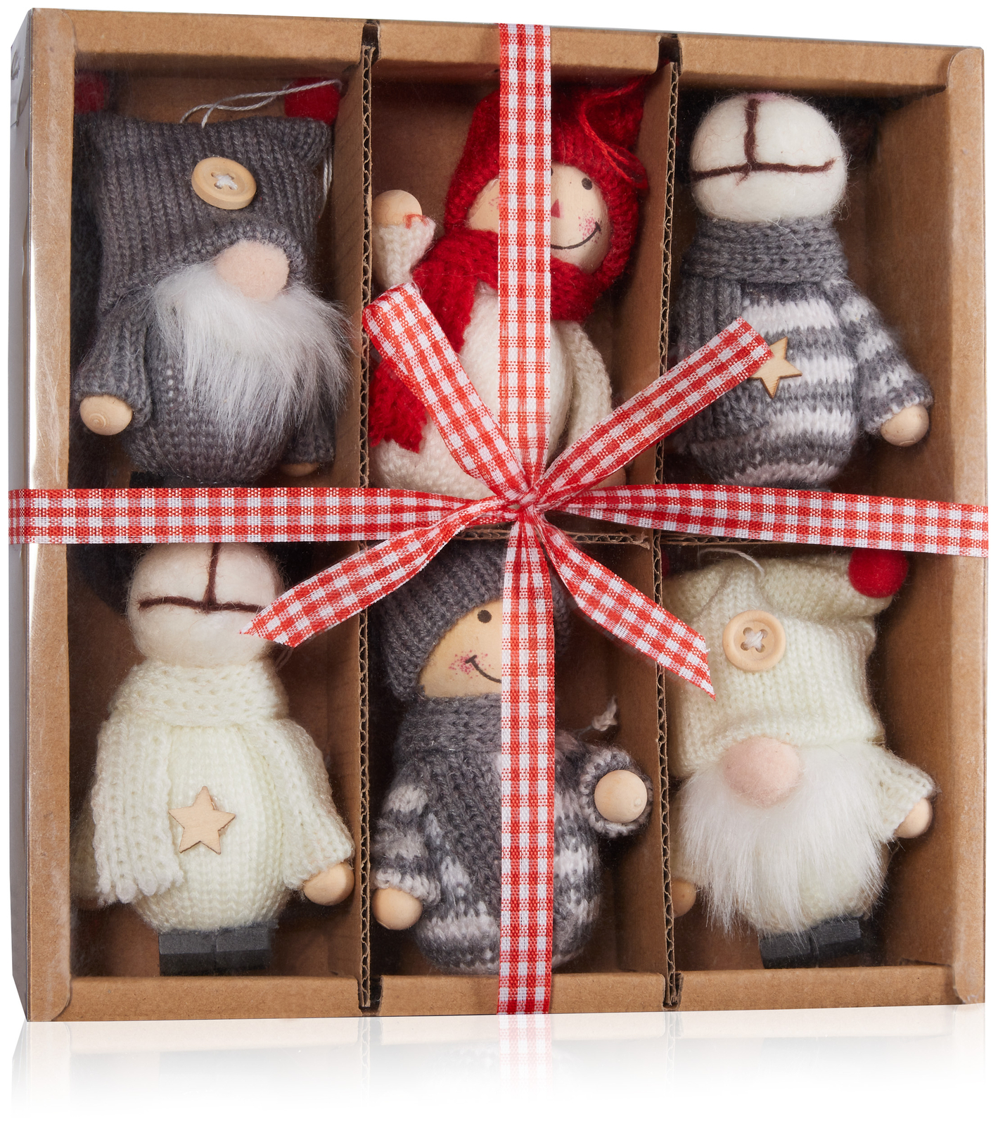 BRUBAKER 6-Piece Set Christmas Tree Pendants - Reindeer Gnomes Winter Children - BRUBAKER 6-Piece Set Christmas Tree Pendants - Reindeer Gnomes Winter Children -