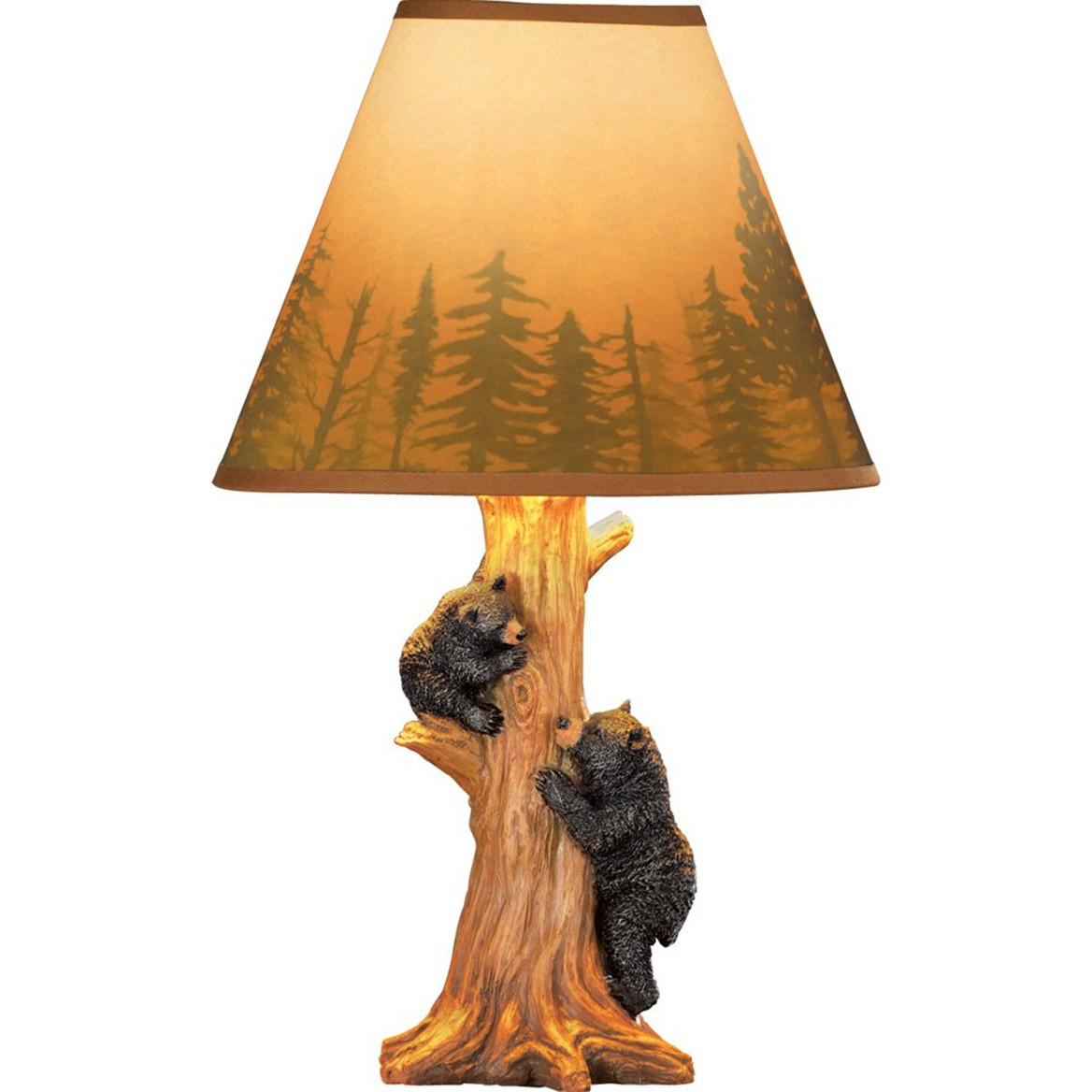 Collections Etc Rustic Climbing Bear Family Northwoods Lamp,14 3/4" H