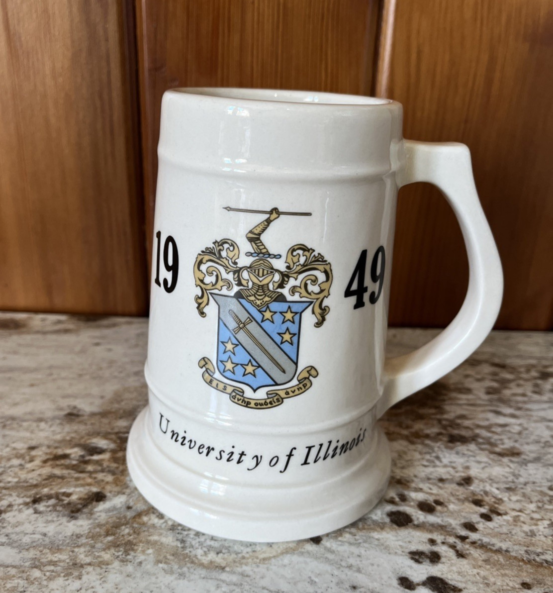 Vintage 1949 University of Illinois Beer Stein Mug Fraternity Phi Delta Theta