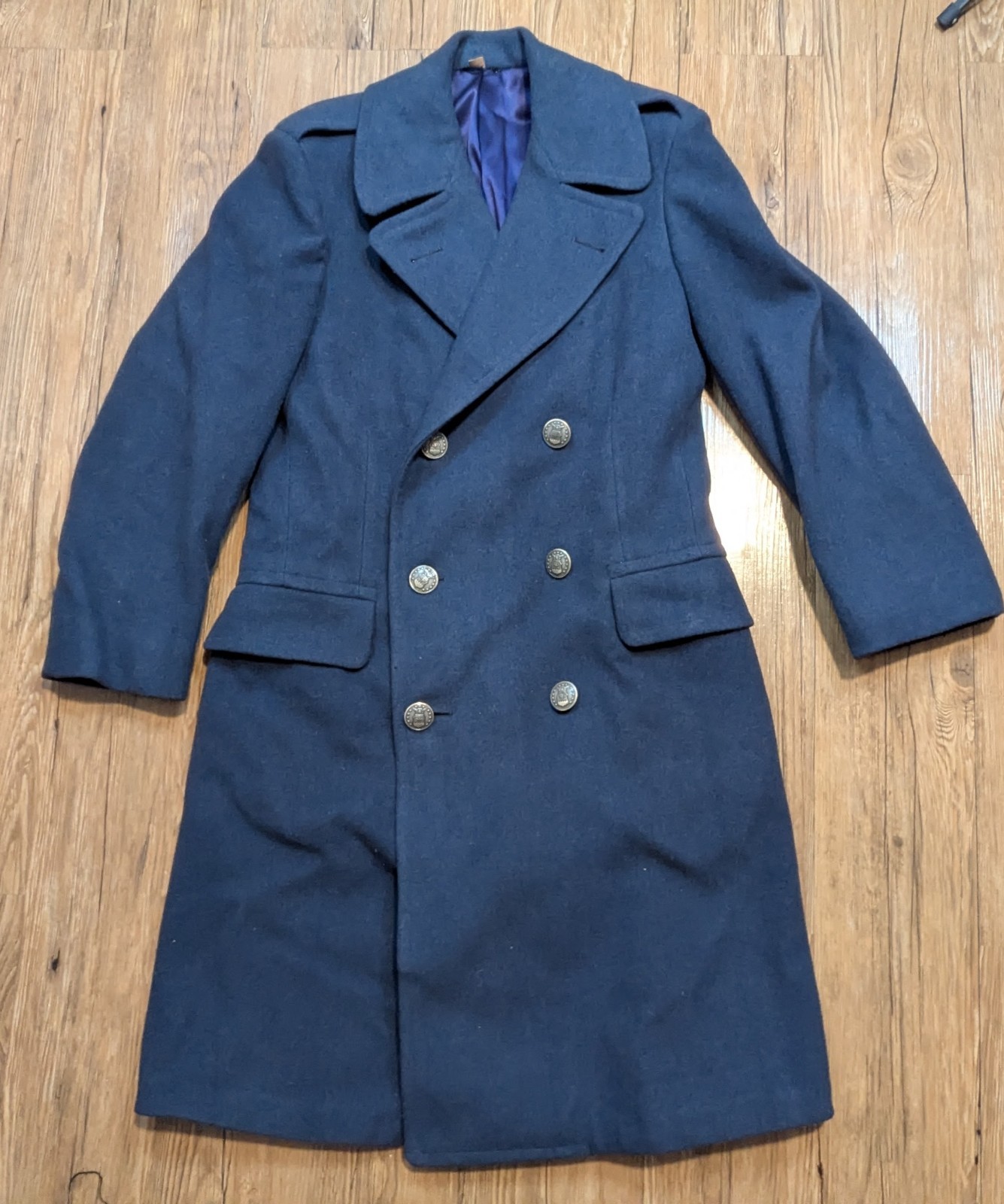 Vintage 1950s US Air Force Blue Navy Overcoat 50s Wool Trench Coat Sz 33 R B38 Vintage 1950s US Air Force Blue Navy Overcoat 50s Wool Trench Coat Sz 33 R B38