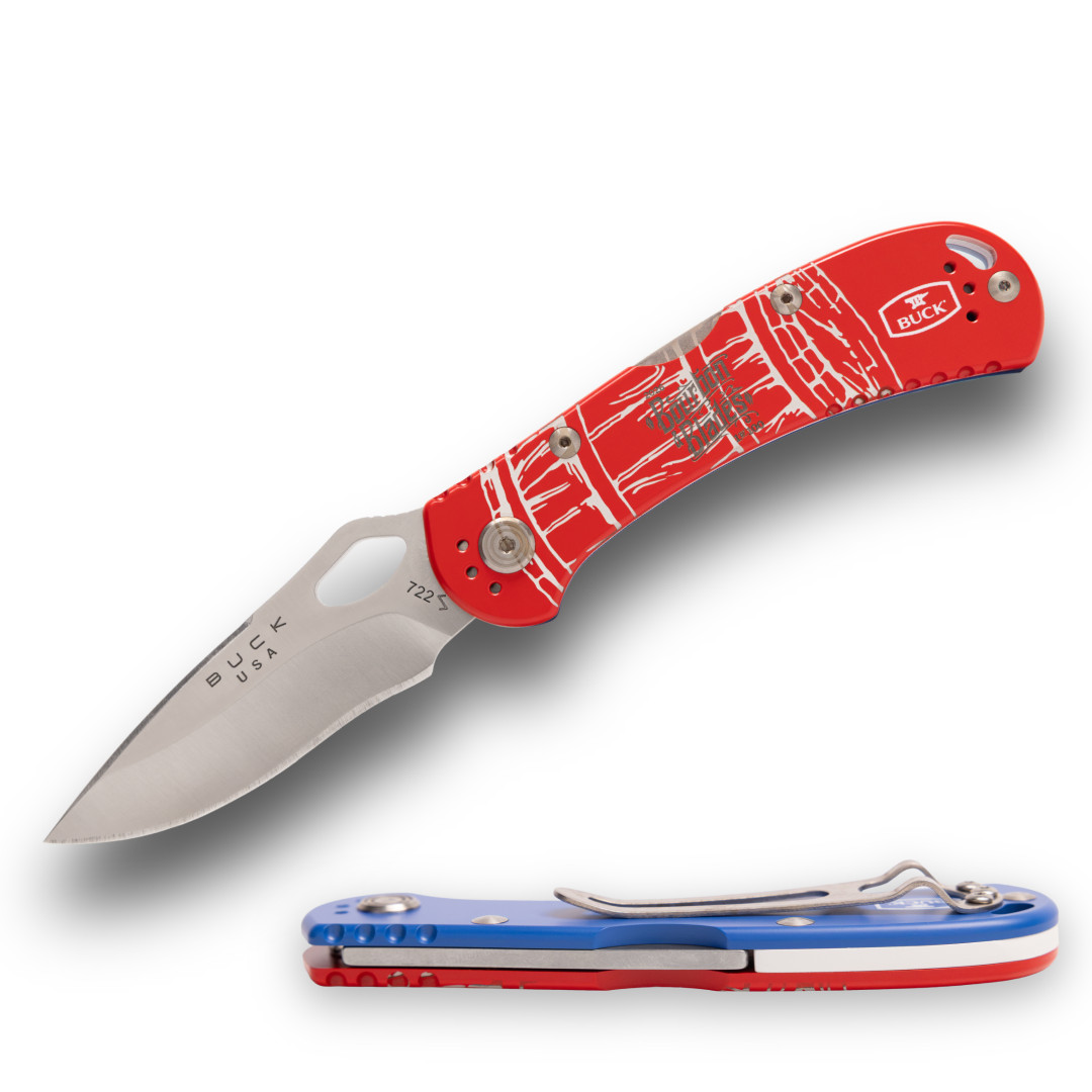 BUCK KNIVES USA BOURBON & BLADES 2026 RED ALUMINUM SPITFIRE EVENT KNIFE 1of100 BUCK KNIVES USA BOURBON & BLADES 2026 RED ALUMINUM SPITFIRE EVENT KNIFE 1of100