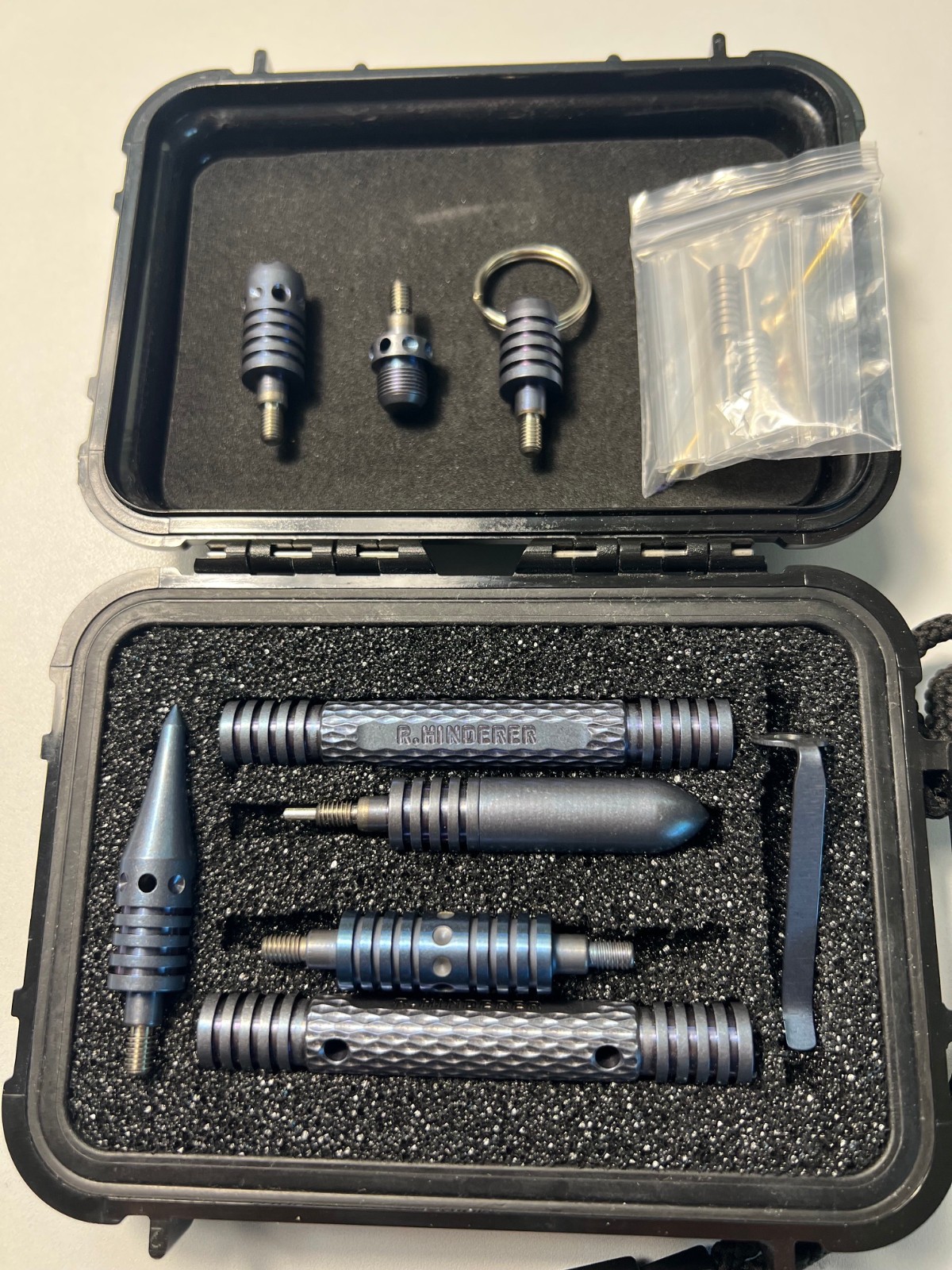 Rick Hinderer Knives Super Deluxe early production modular kubaton set blue Ti Rick Hinderer Knives Super Deluxe early production modular kubaton set blue Ti