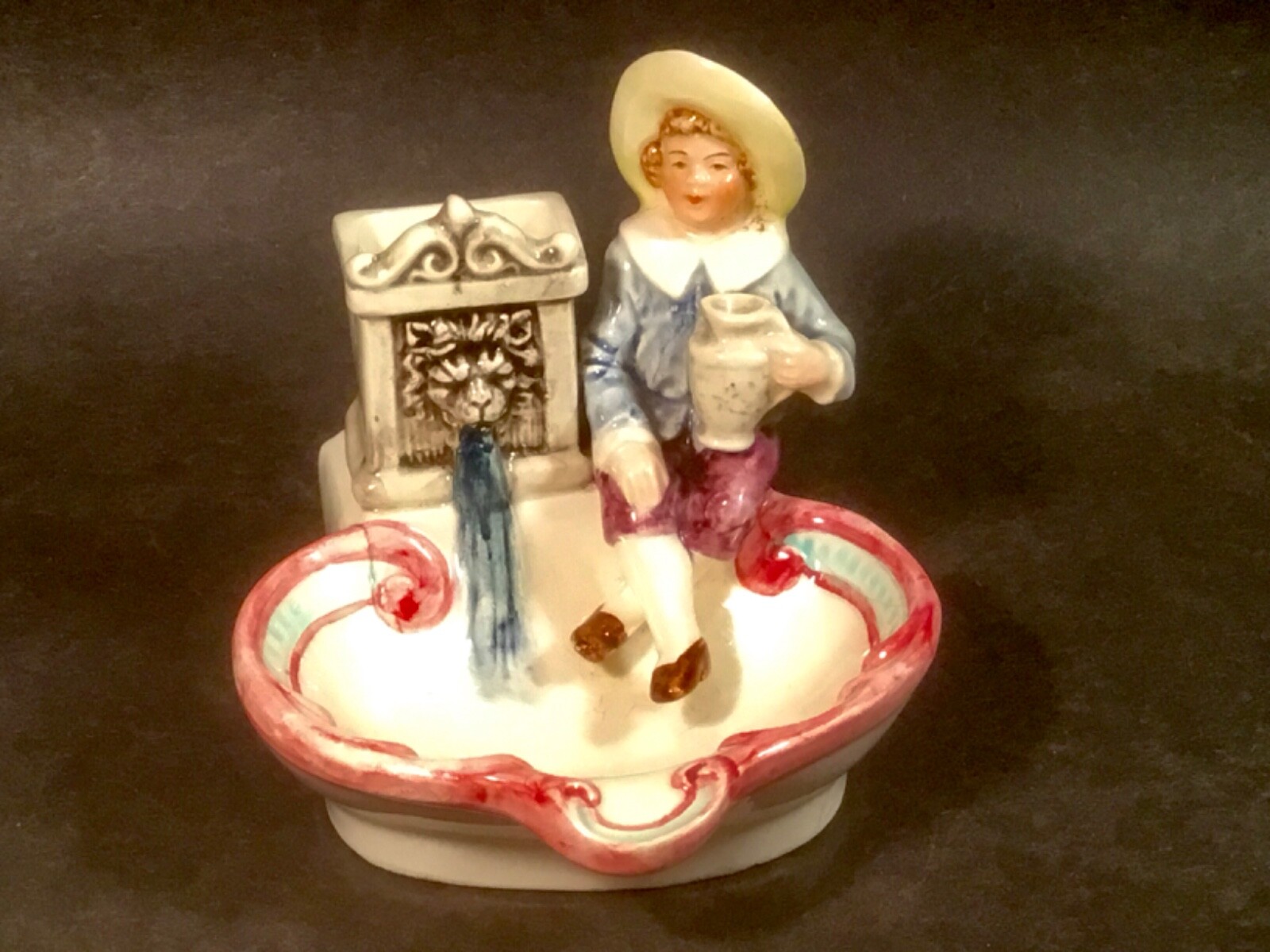 Old/ Rare Antique Majolica Figural Match Holder Safe with Striker c.1800's Old/ Rare Antique Majolica Figural Match Holder Safe with Striker c.1800's