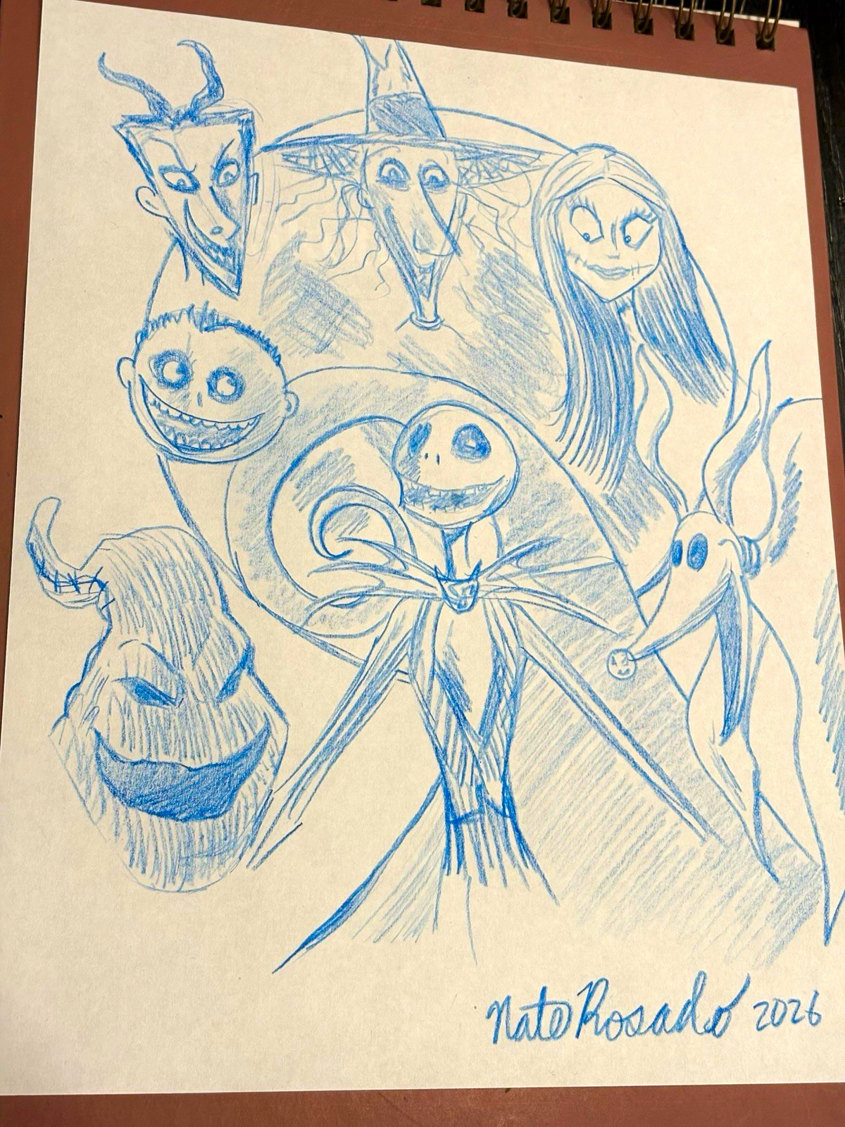 Nate Rosado original hand drawn Nightmare Before Christmas splash page 8.5x11 Nate Rosado original hand drawn Nightmare Before Christmas splash page 8.5x11