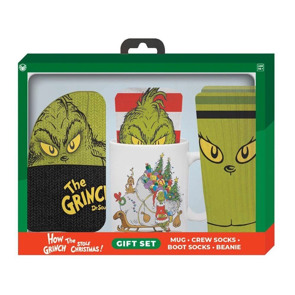 How The Grinch Stole Christmas Gift Set - The Grinch Socks, Mug, and Beanie