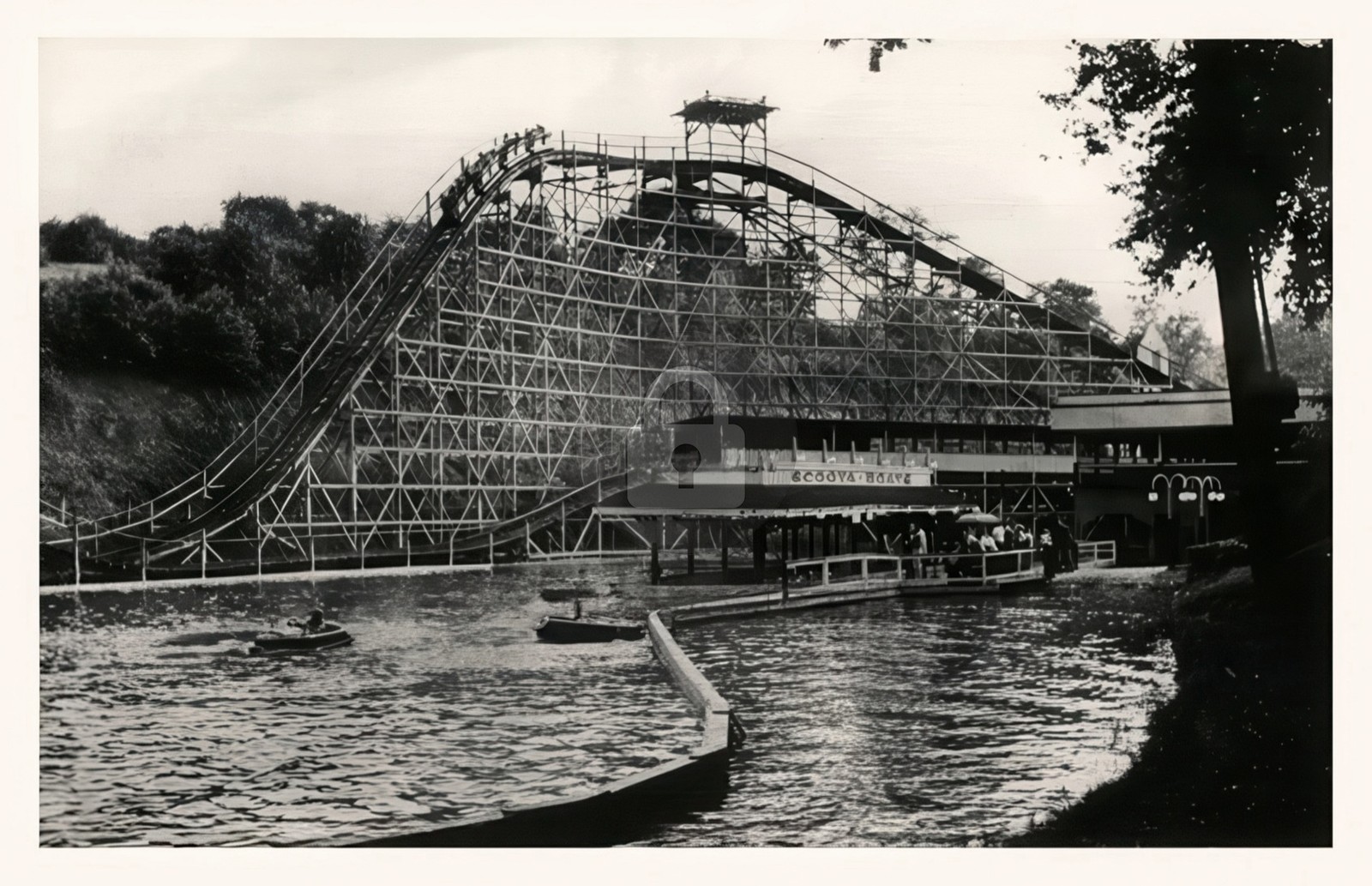 Pittsburgh PA Roller Coaster Scoota Boats Dips W View Park RPPC Postcard COPY Pittsburgh PA Roller Coaster Scoota Boats Dips W View Park RPPC Postcard COPY
