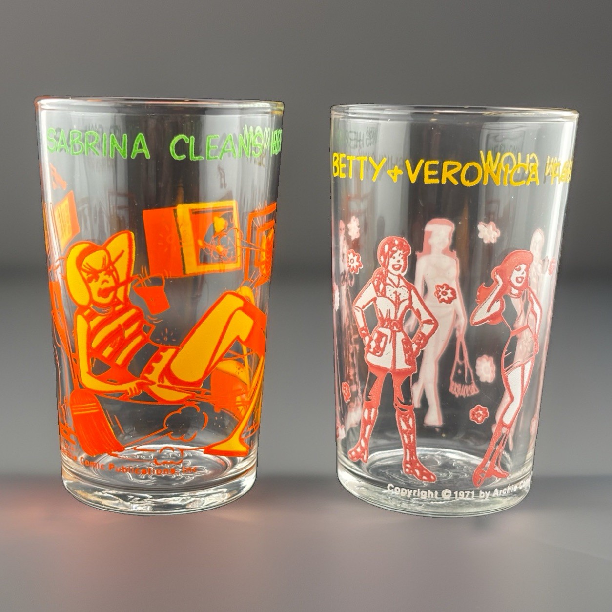 Vintage 1971 Welch’s Jelly Glasses Archie Comics Set Of 2 Sabrina Betty Veronica Vintage 1971 Welch’s Jelly Glasses Archie Comics Set Of 2 Sabrina Betty Veronica