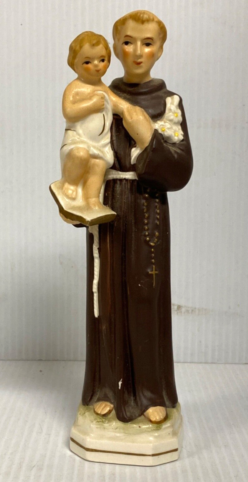 Vintage Sanmyro St. Anthony of Padua Holding Christ Child Figurine Japan 8in.
