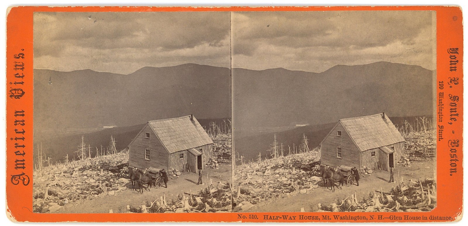 NEW HAMPSHIRE STEREOVIEW - Mount Washington - Halfway House - JP Soule 1860s NEW HAMPSHIRE STEREOVIEW - Mount Washington - Halfway House - JP Soule 1860s