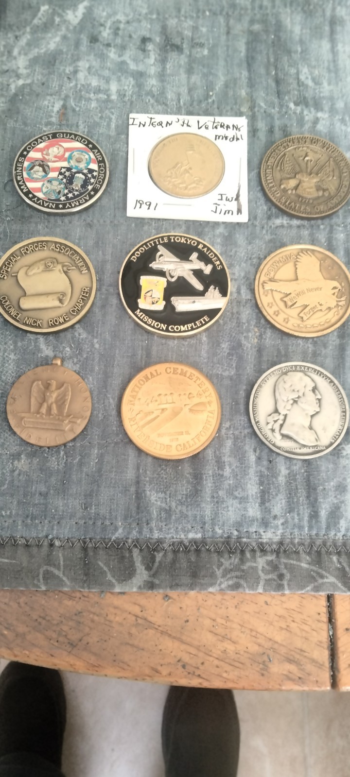 LOT OF 9 MILITARY TOKENS MEDALS AND CHALLENGE COINS LOT OF 9 MILITARY TOKENS MEDALS AND CHALLENGE COINS