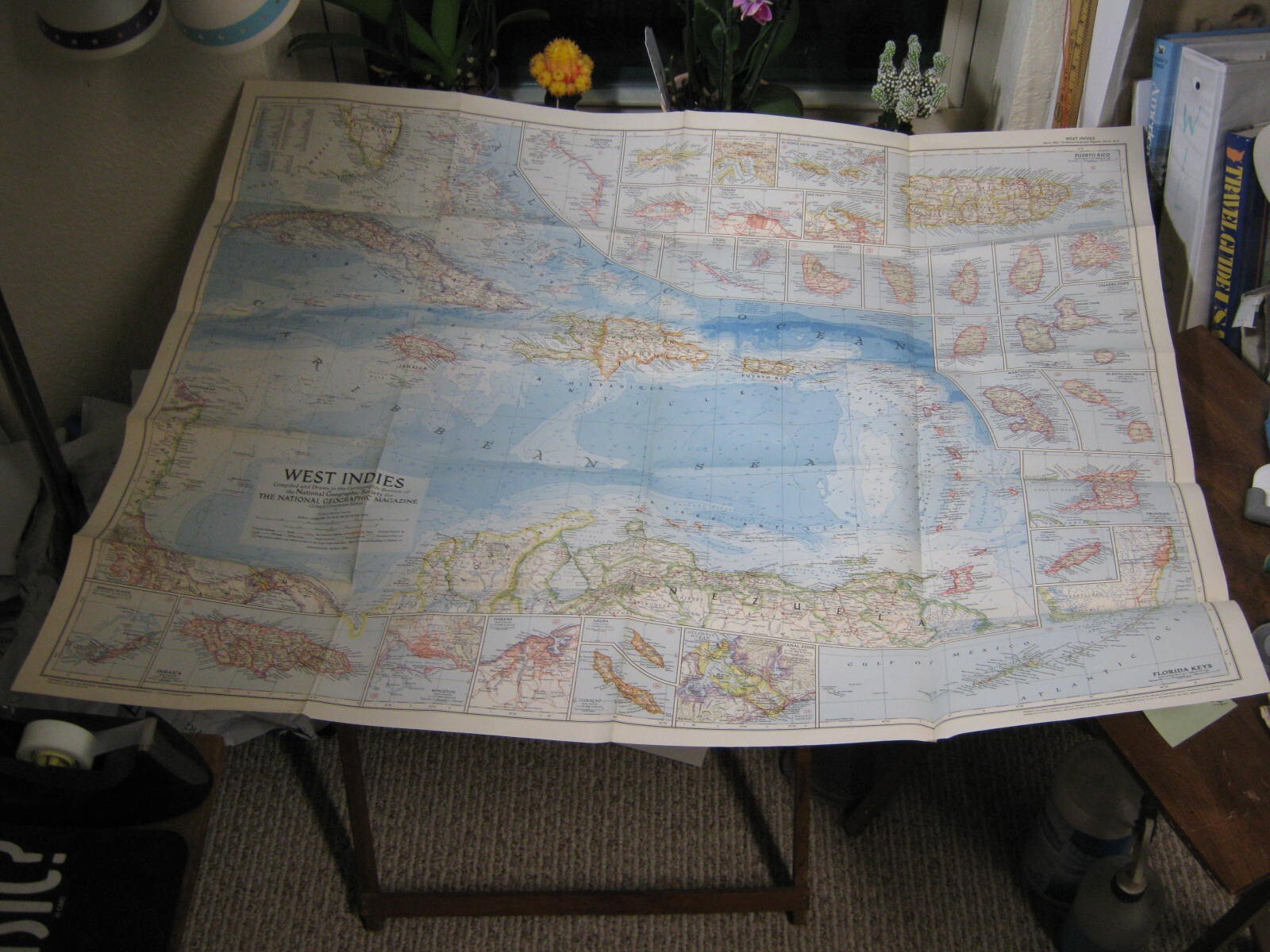 VINTAGE WEST INDIES MAP National Geographic March 1954 VINTAGE WEST INDIES MAP National Geographic March 1954