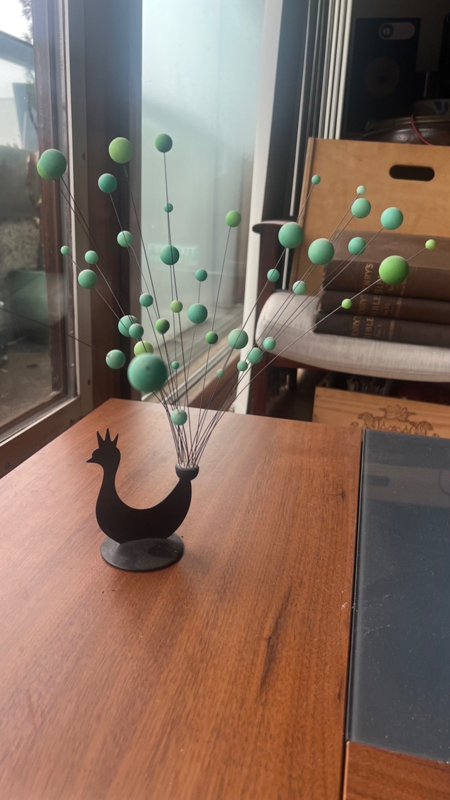 Vintage 1960's / 70's Atomic Kinetic Peacock Table Mobile Ball Spray Sculpture Vintage 1960's / 70's Atomic Kinetic Peacock Table Mobile Ball Spray Sculpture