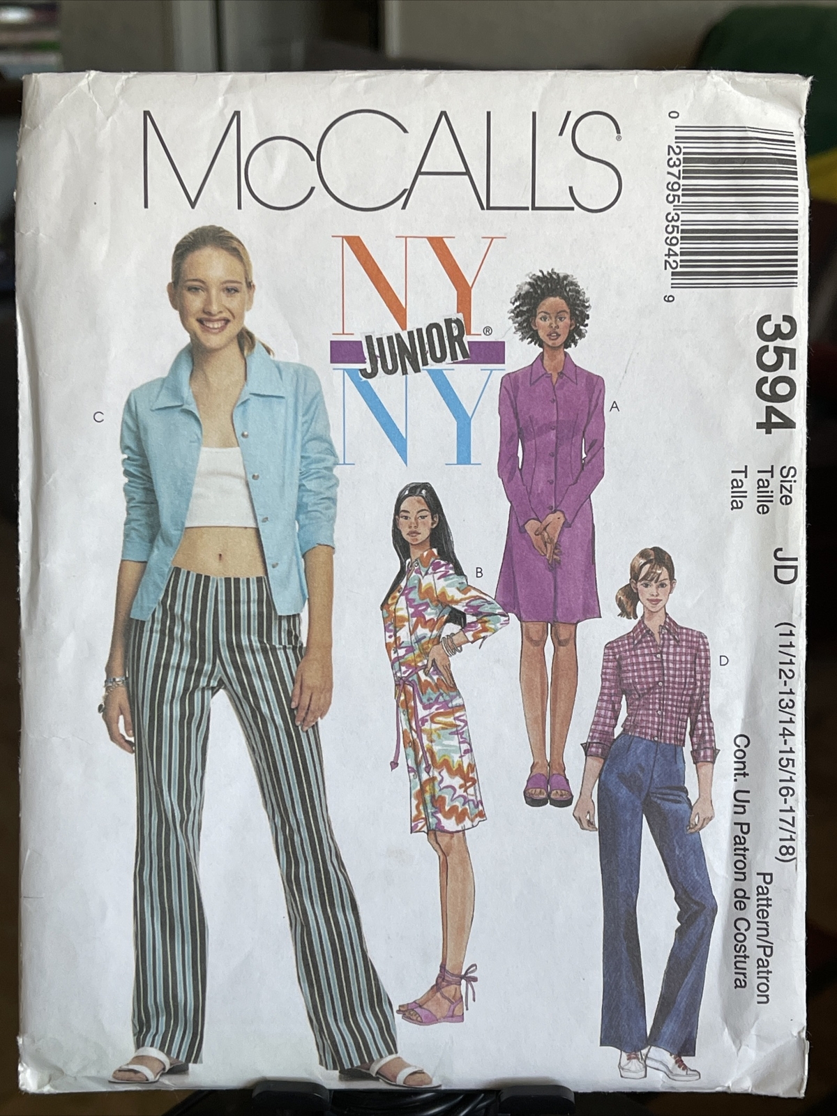 *UNCUT* 2002 McCall's #3594 - Shirt, Dress, Low Rise Pants - Size: 11/12 - 17/18 *UNCUT* 2002 McCall's #3594 - Shirt, Dress, Low Rise Pants - Size: 11/12 - 17/18