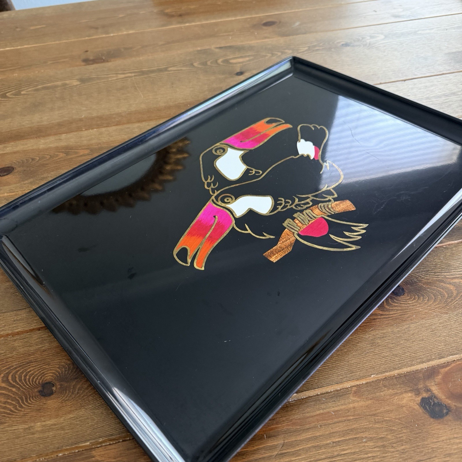 Vintage Couroc Of Monterrey Serving Tray With Toucans Design 18" x 12.5" Vintage Couroc Of Monterrey Serving Tray With Toucans Design 18" x 12.5"
