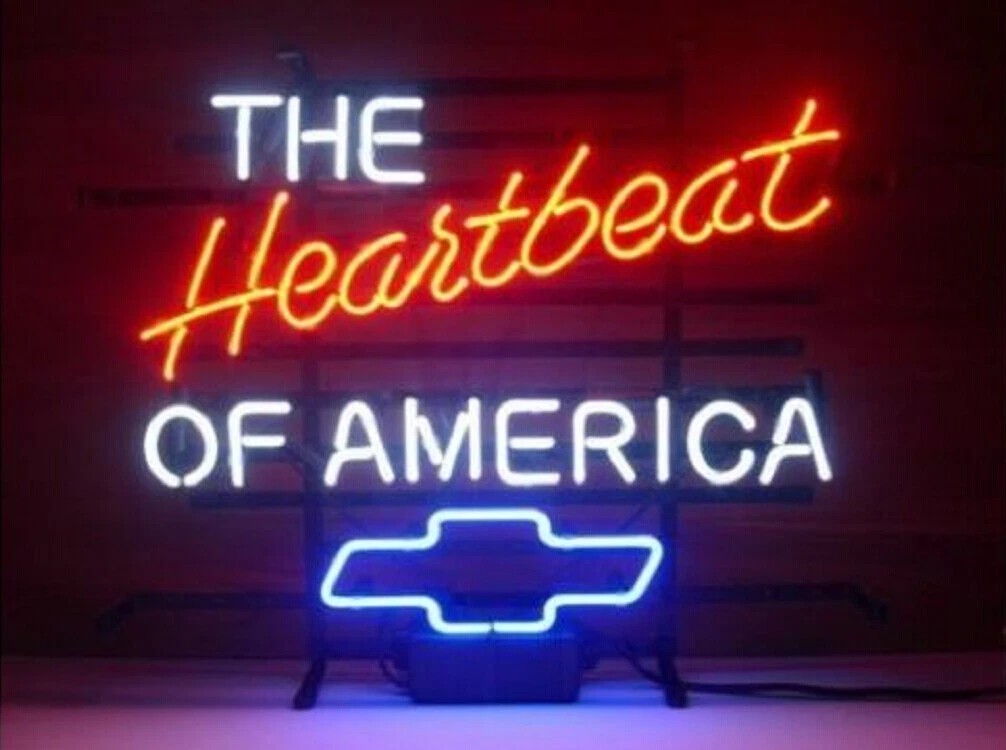 24"x20" Chevrolet The Heartbeat of America Vehicle Garage Neon Sign Light Lamp 24"x20" Chevrolet The Heartbeat of America Vehicle Garage Neon Sign Light Lamp