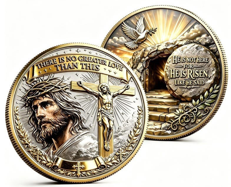 He Is Risen Challenge Coin, Jesus Resurrection Christian Faith No greater love He Is Risen Challenge Coin, Jesus Resurrection Christian Faith No greater love