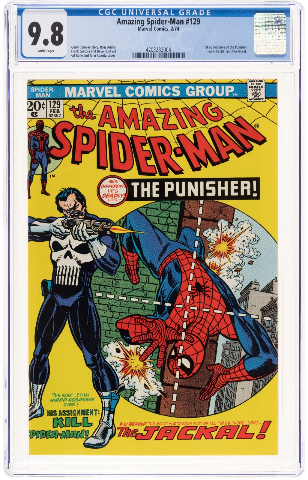 Marvel 1974 The Amazing Spider-Man #129 CGC NM/MT 9.8 White pages TOP Non higher Marvel 1974 The Amazing Spider-Man #129 CGC NM/MT 9.8 White pages TOP Non higher