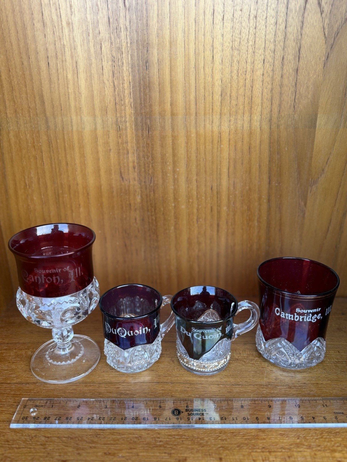 Antique Ruby Red Etched Grangers Pic - Nic 1903 Glass Lot 3 Mixed No Bowl Antique Ruby Red Etched Grangers Pic - Nic 1903 Glass Lot 3 Mixed No Bowl