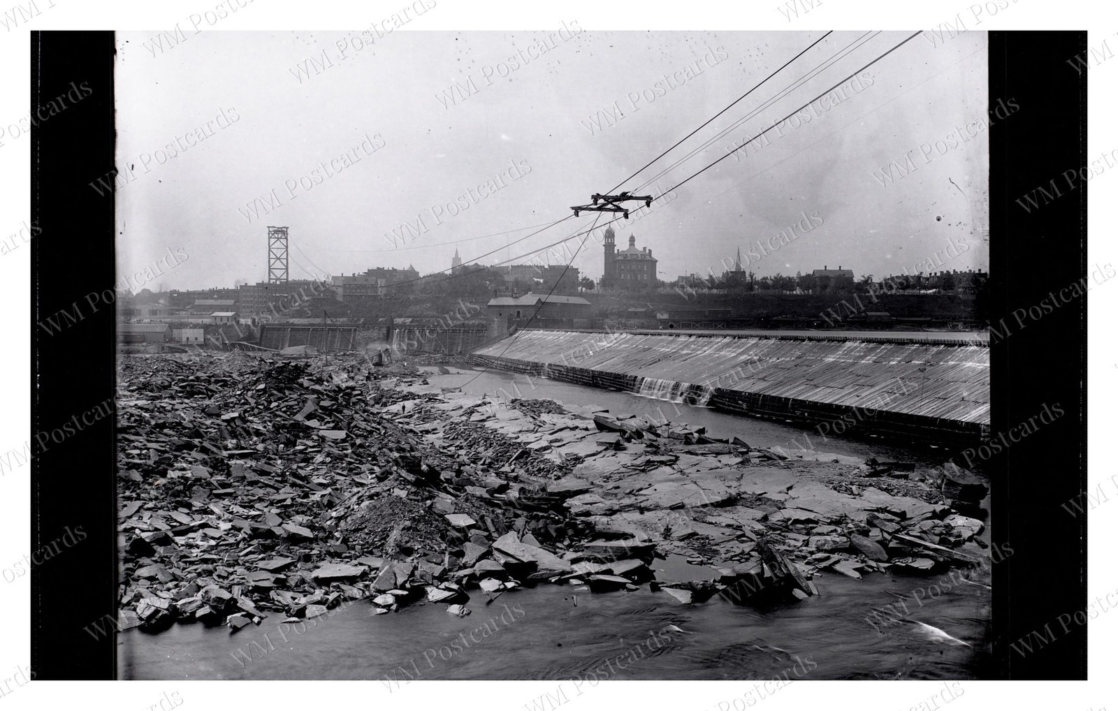Holyoke Massachusetts 1895 Stone Dam Construction Standard Postcard Holyoke Massachusetts 1895 Stone Dam Construction Standard Postcard