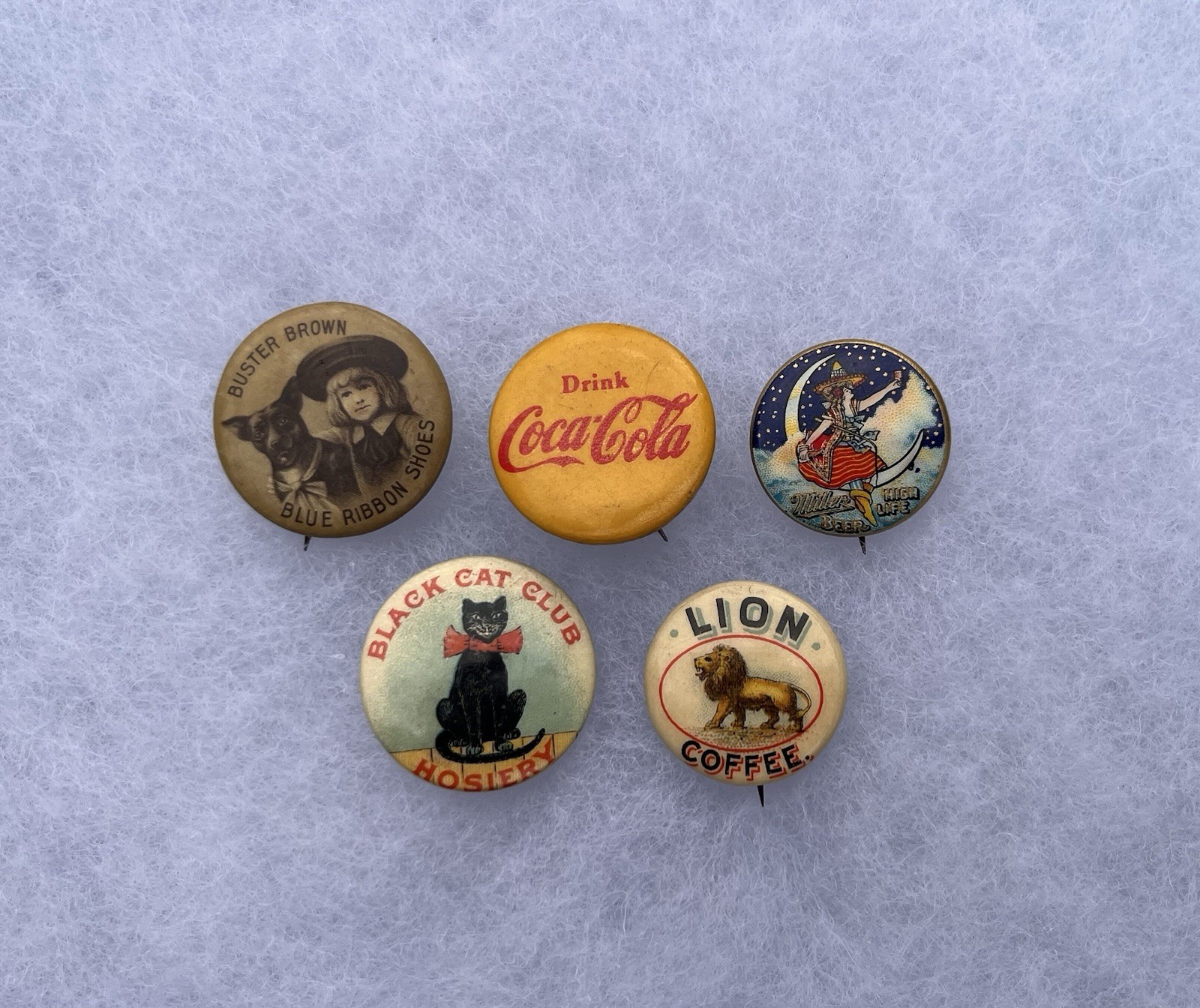 Lot Of Original Antique Advertising Pinbacks Miller Beer Coca Cola Buster Brown Lot Of Original Antique Advertising Pinbacks Miller Beer Coca Cola Buster Brown