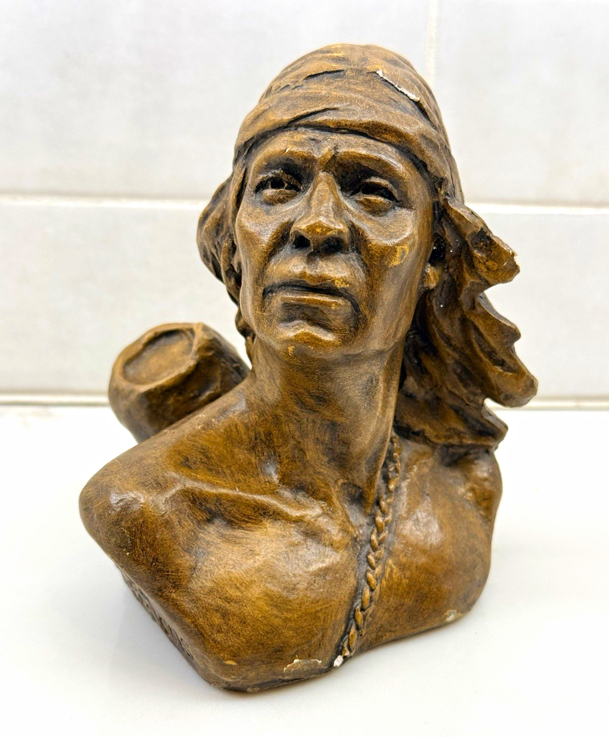 Vintage 1981 G&J Creations Native American Chief Bust Sculpture Faux Bronze Vintage 1981 G&J Creations Native American Chief Bust Sculpture Faux Bronze