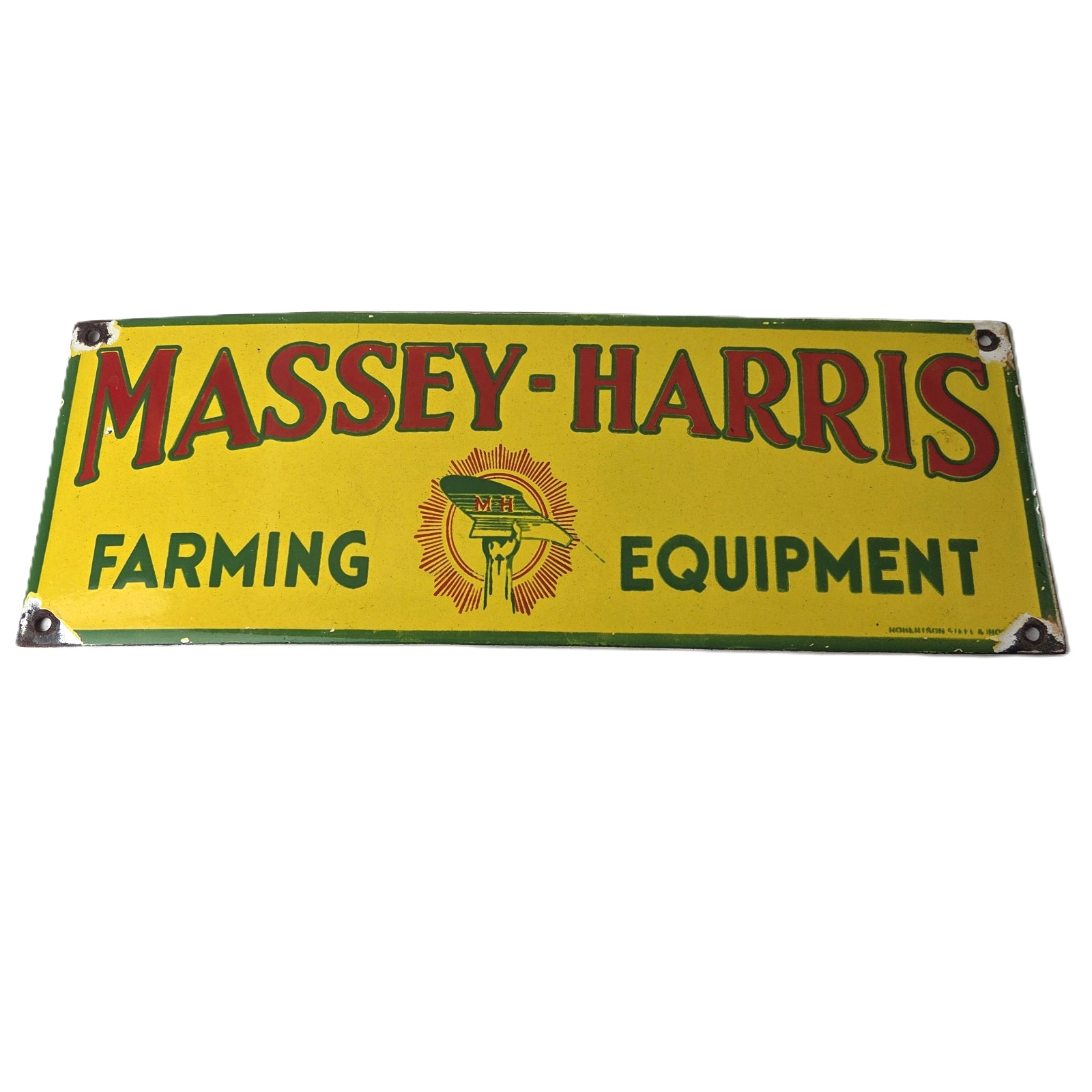 Vintage Massey Harris Porcelain Sign - Farm Implements Tractor Gas Pump Sign