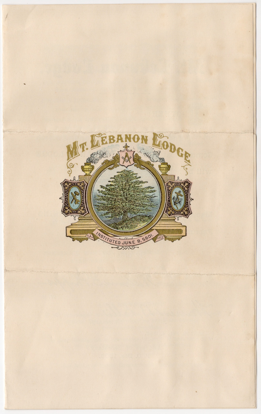 1895 Boston Mt Lebanon Masonic Lodge Tri-Fold Program Litho Seal Rare Ephemera 1895 Boston Mt Lebanon Masonic Lodge Tri-Fold Program Litho Seal Rare Ephemera