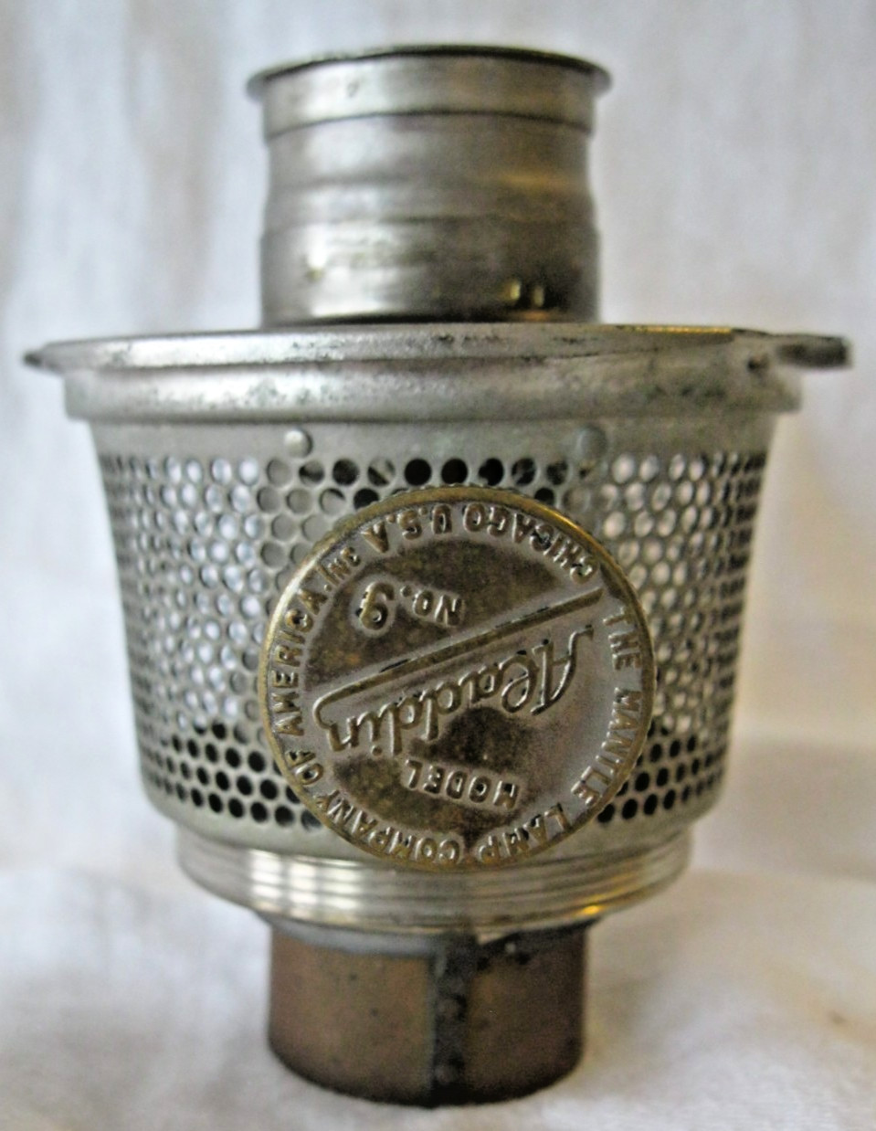 Vintage Antique Nickel Aladdin oil lamp burner Model 9 Vintage Antique Nickel Aladdin oil lamp burner Model 9