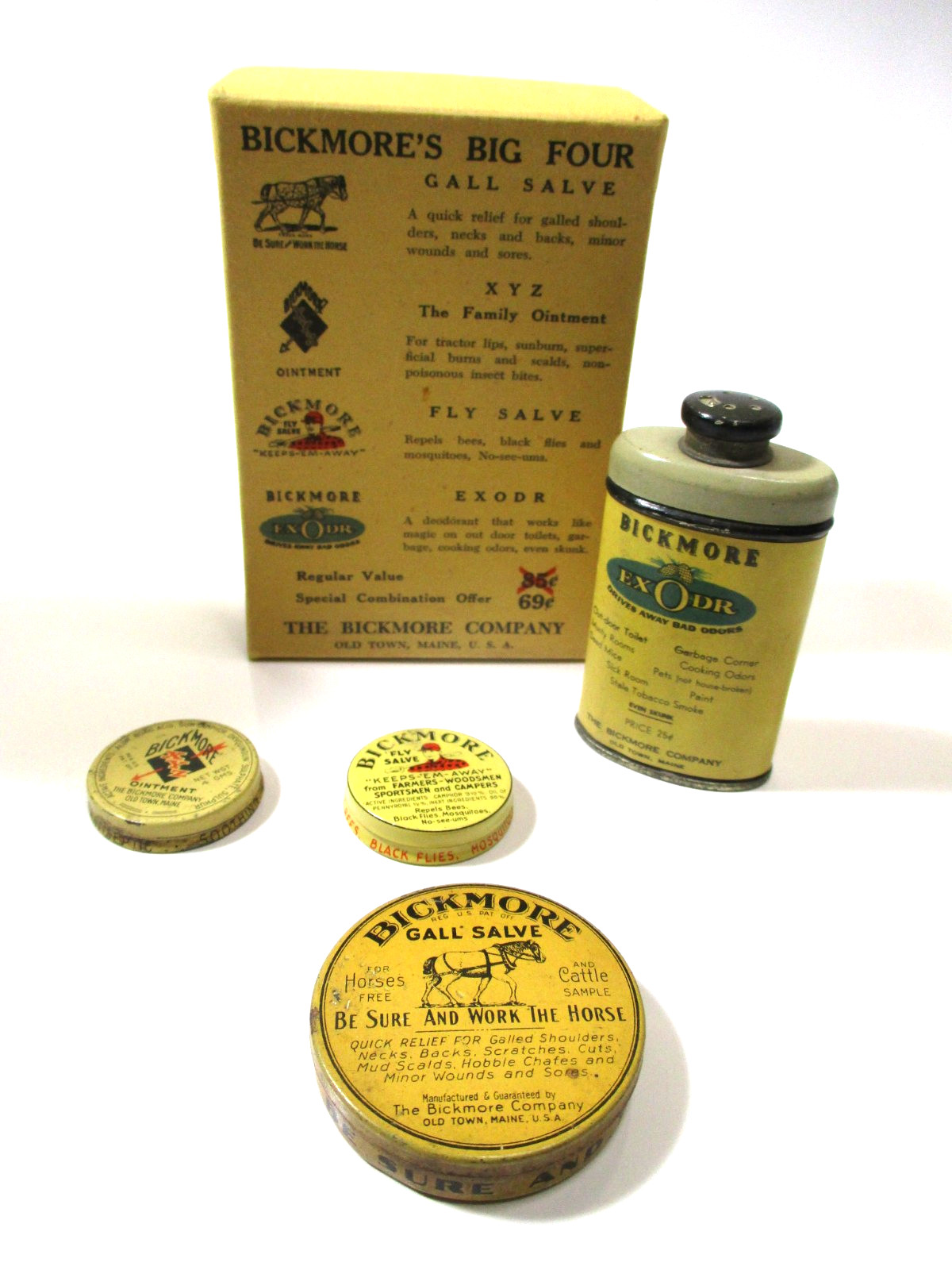 Vintage Bickmore Big Four Equine Veterinary Advertising Set Box Gall Salve