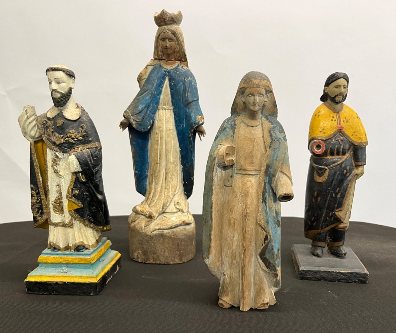 Antique Catholic Santos Virgin Mary Wood carved Saints group Antique Catholic Santos Virgin Mary Wood carved Saints group