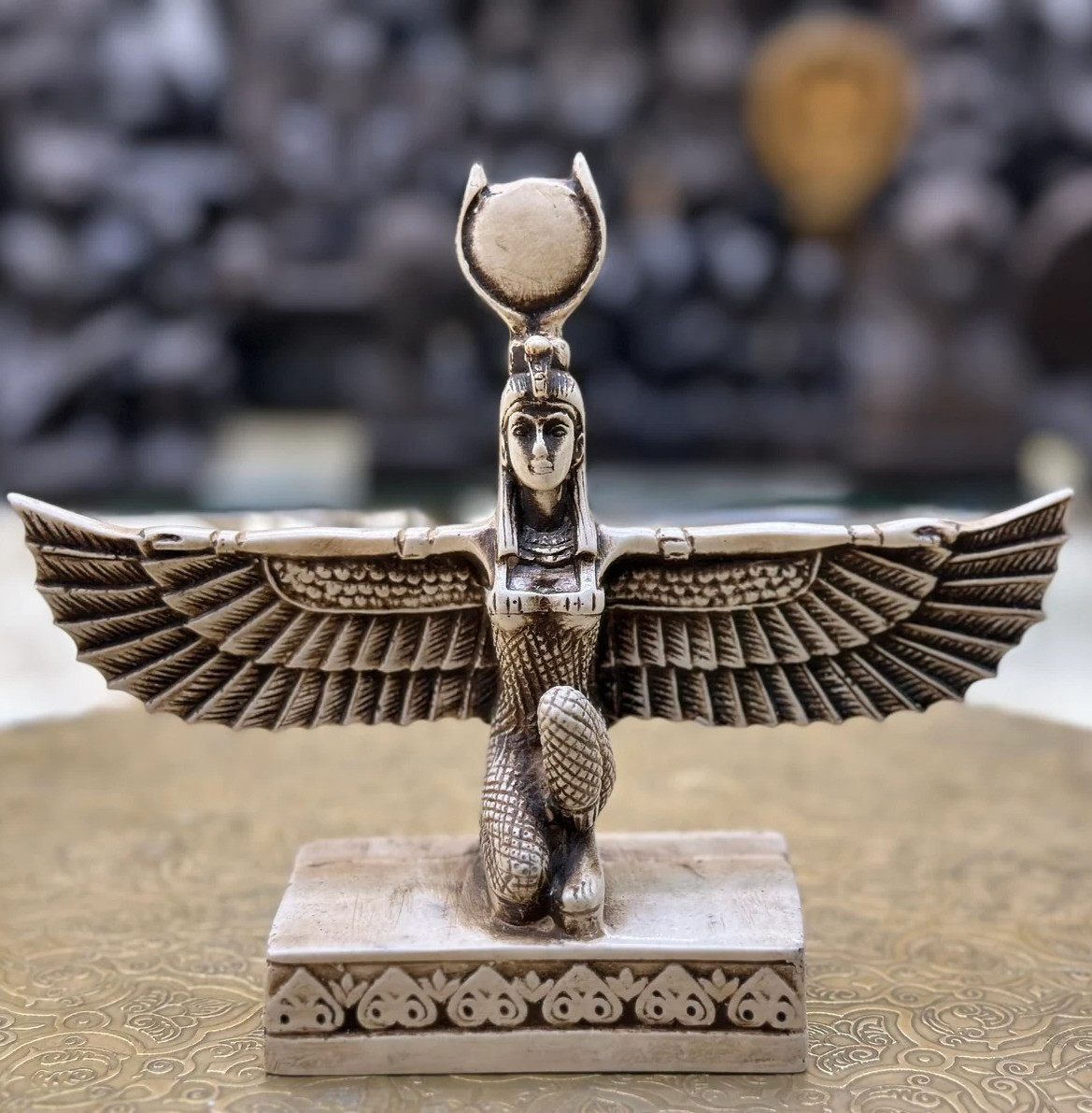 RARE Egyptian Artifacts Of Authentic Pharaonic Winged Statue Of Goddess Isis Bc