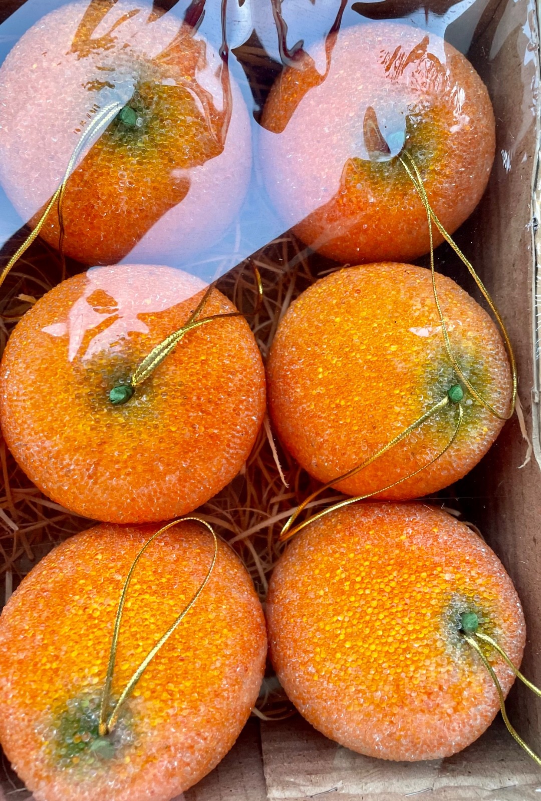 Sugared Beaded Orange Ornaments Lot Of 6 Faux Fruit Christmas Decor Sugared Beaded Orange Ornaments Lot Of 6 Faux Fruit Christmas Decor