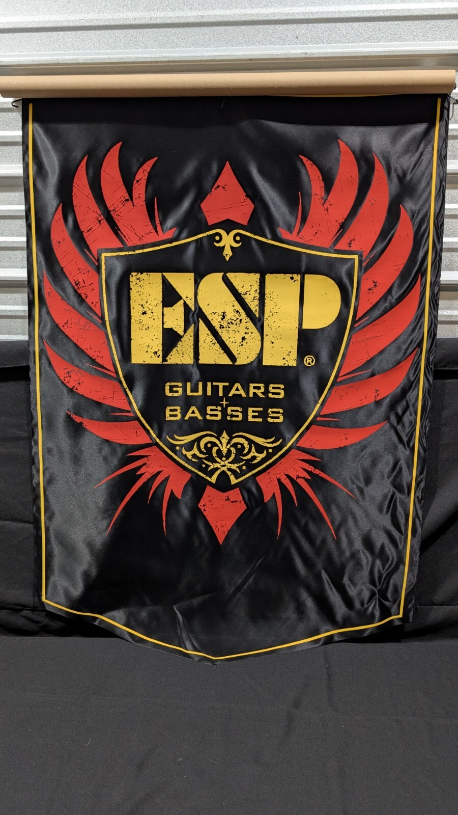 ESP Guitar Basses Silk Hollywood Banner Rare Dealer Only USA Black Red Yellow ESP Guitar Basses Silk Hollywood Banner Rare Dealer Only USA Black Red Yellow