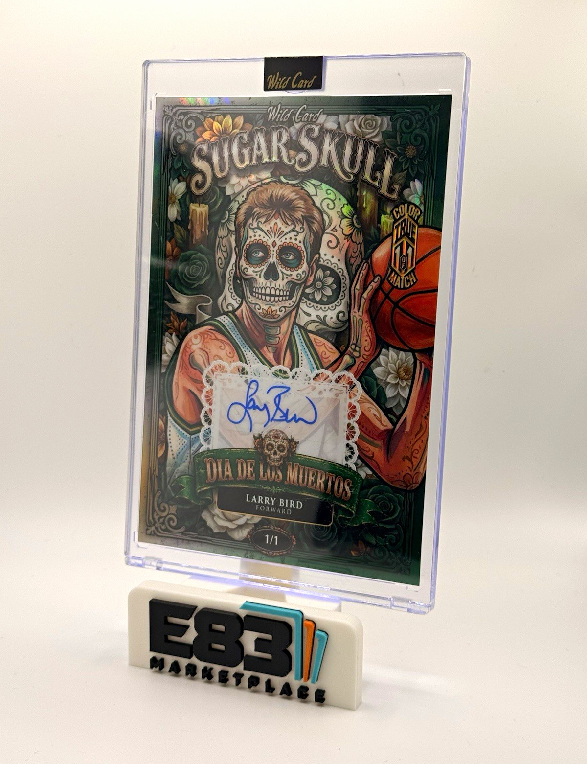 Larry Bird Wild Card Sugar Skull Color Match True 1/1 Auto Dia De Los Muertos Larry Bird Wild Card Sugar Skull Color Match True 1/1 Auto Dia De Los Muertos