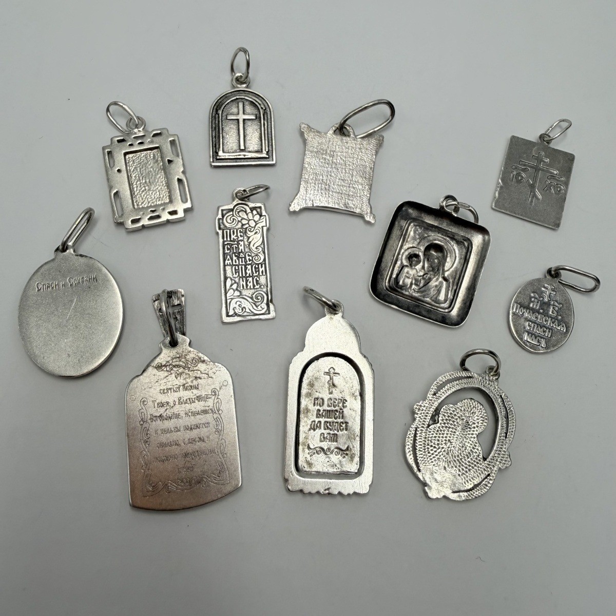 Lot 11 Sterling Silver 925 Christian Religious Pendants Medals 30g Vintage
