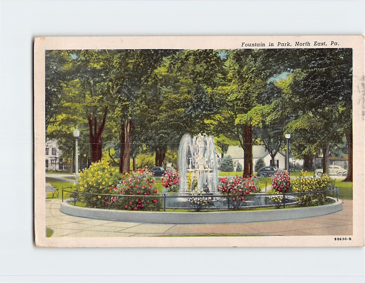 Postcard Fountain in Park North East Pennsylvania USA