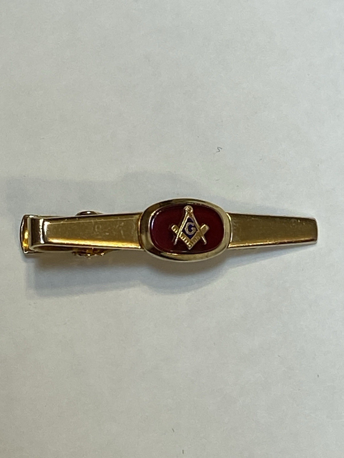 Anson Masonic Mason Tie Clip With Masonic Symbol Signed Red Enamel Vintage Anson Masonic Mason Tie Clip With Masonic Symbol Signed Red Enamel Vintage