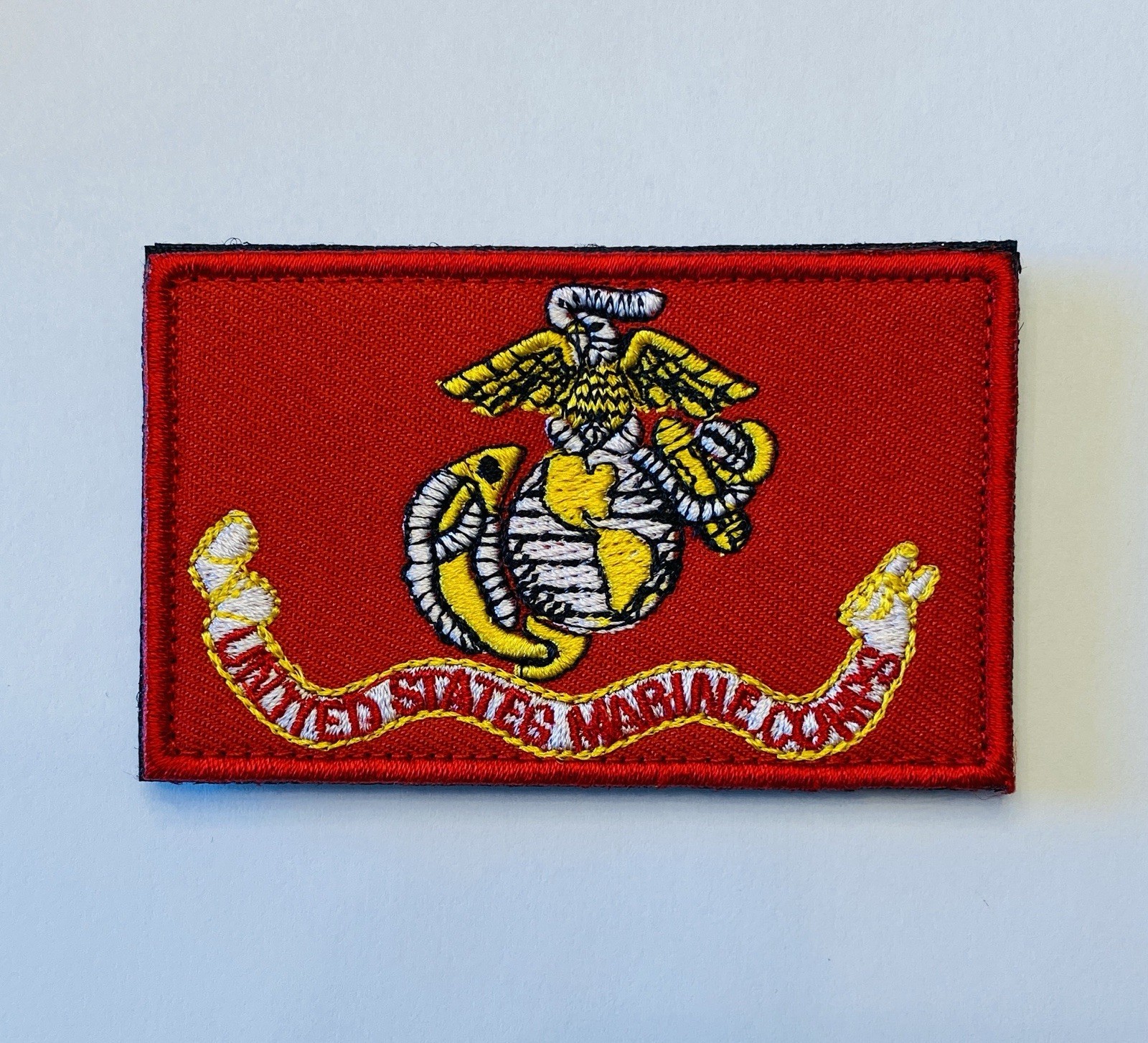 USMC MARINE CORP  RED MILITARY TACTICAL HOOK & LOOP EMBROIDERED  PATCH