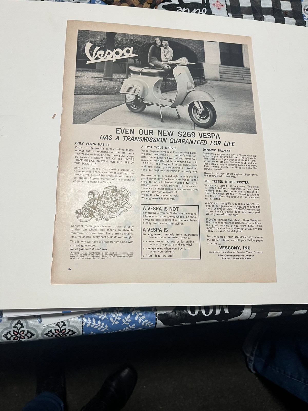 Vintage 1964 Vespa Scooter Ad Vintage 1964 Vespa Scooter Ad