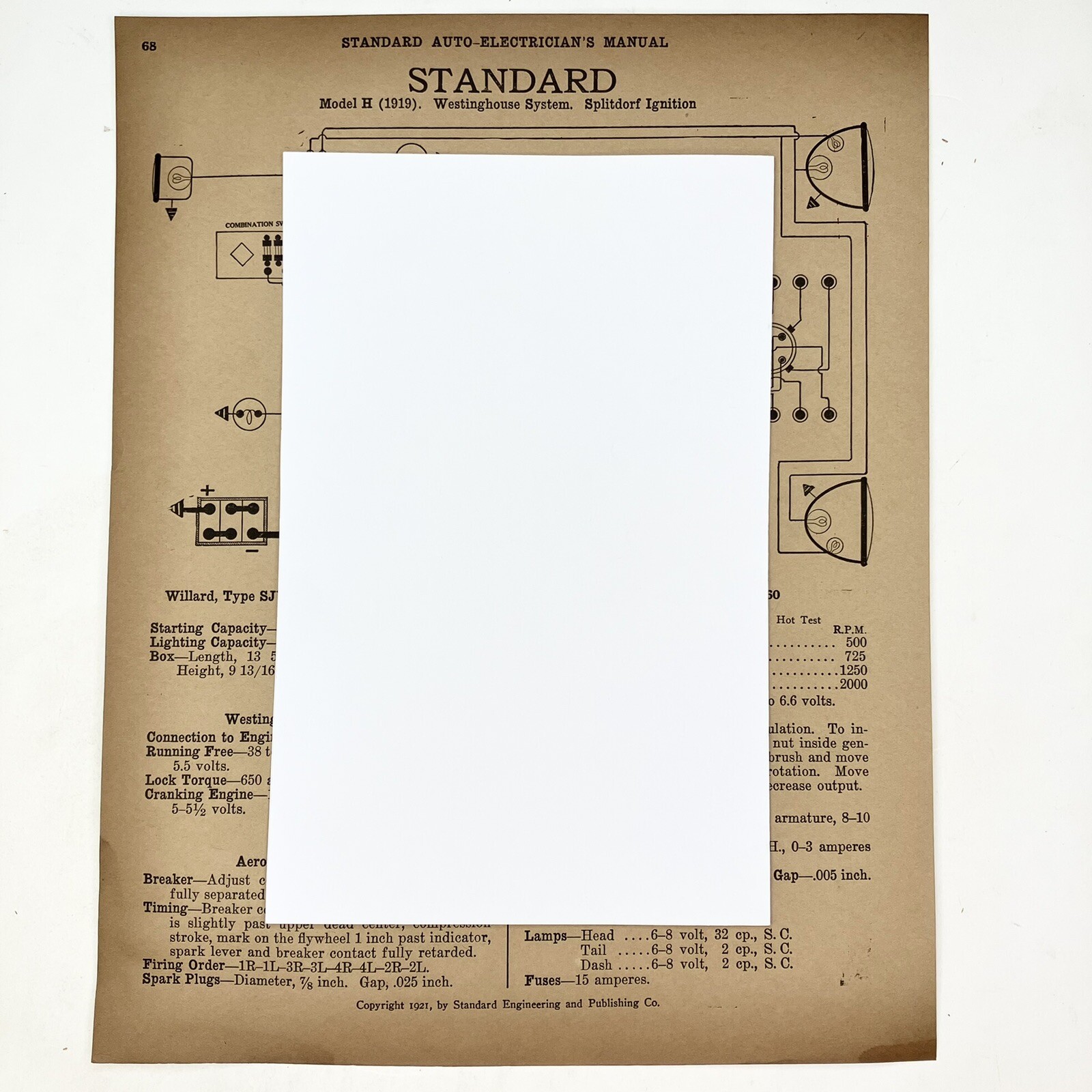 Vtg 1919 H Standard & 1915 4 Cylinder Standard Auto Electrician Manual Vtg 1919 H Standard & 1915 4 Cylinder Standard Auto Electrician Manual