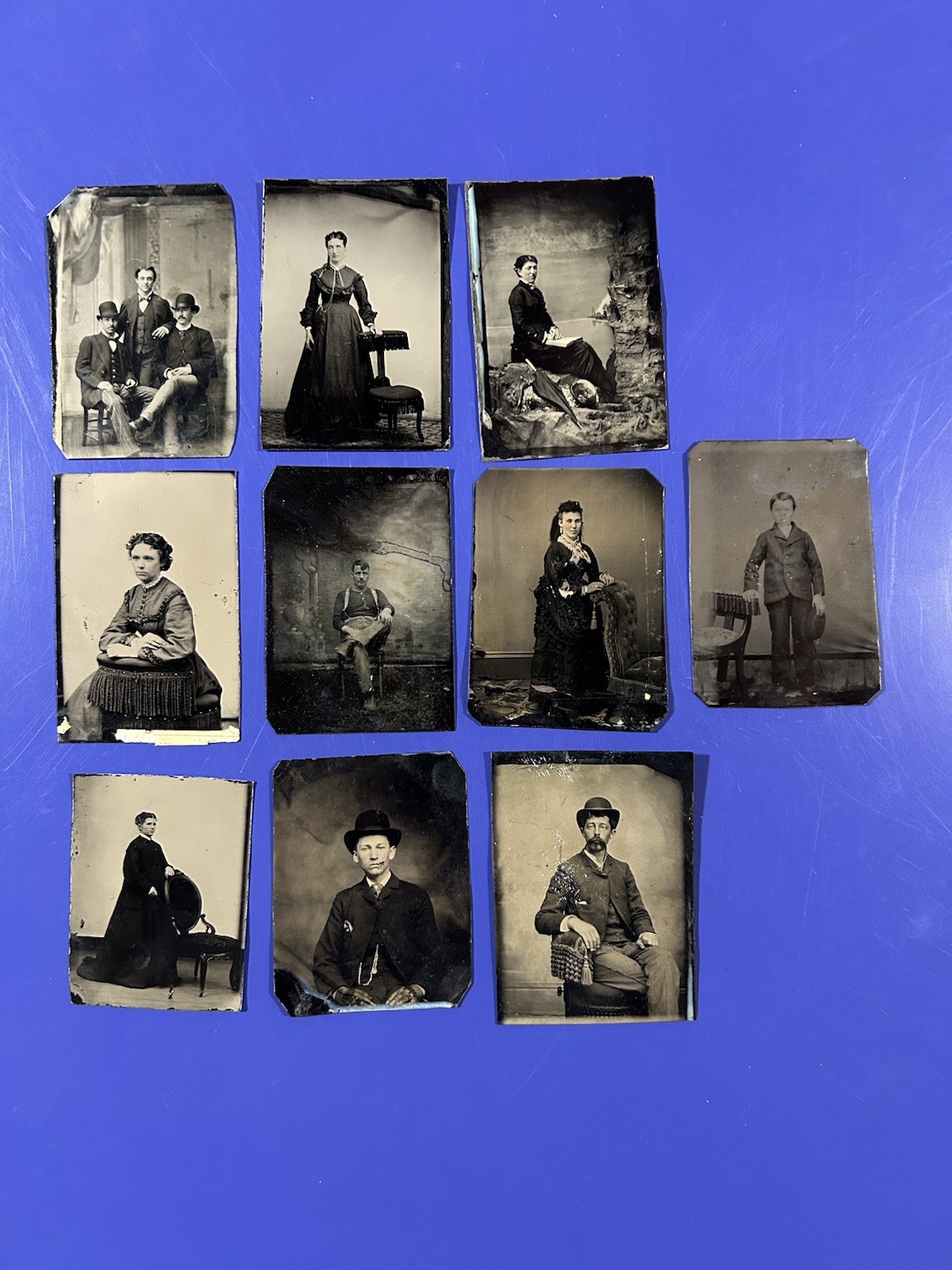 Antique 1800s Tintype Lot Of 10 Dapper Men Victorian Group Portrait Etc