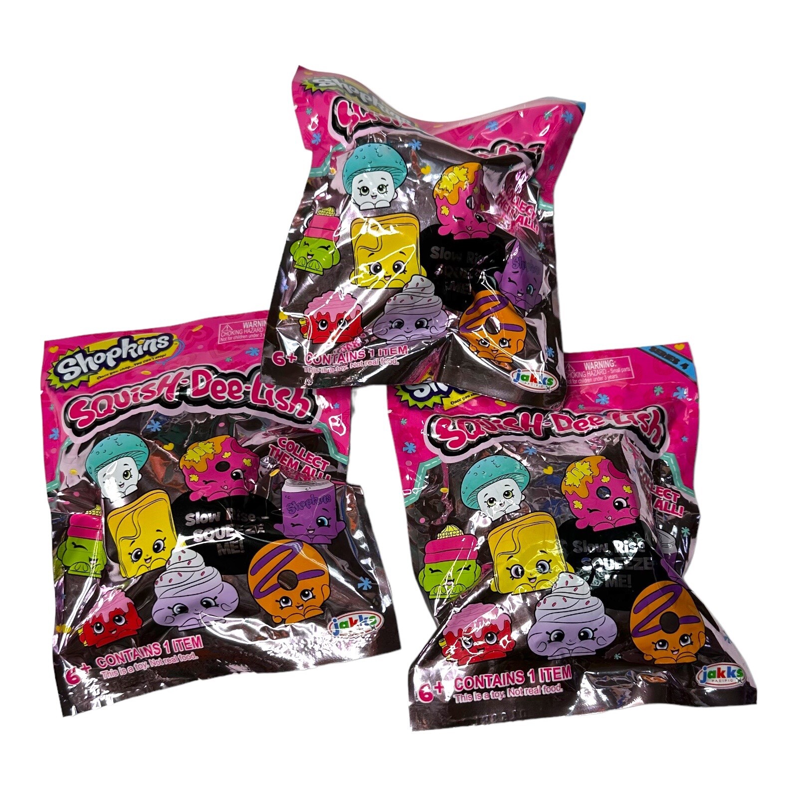 NEW Shopkins Squish-Dee-Lish Squeezie Food Toy SUPER RARE Series 4 Lot of 3