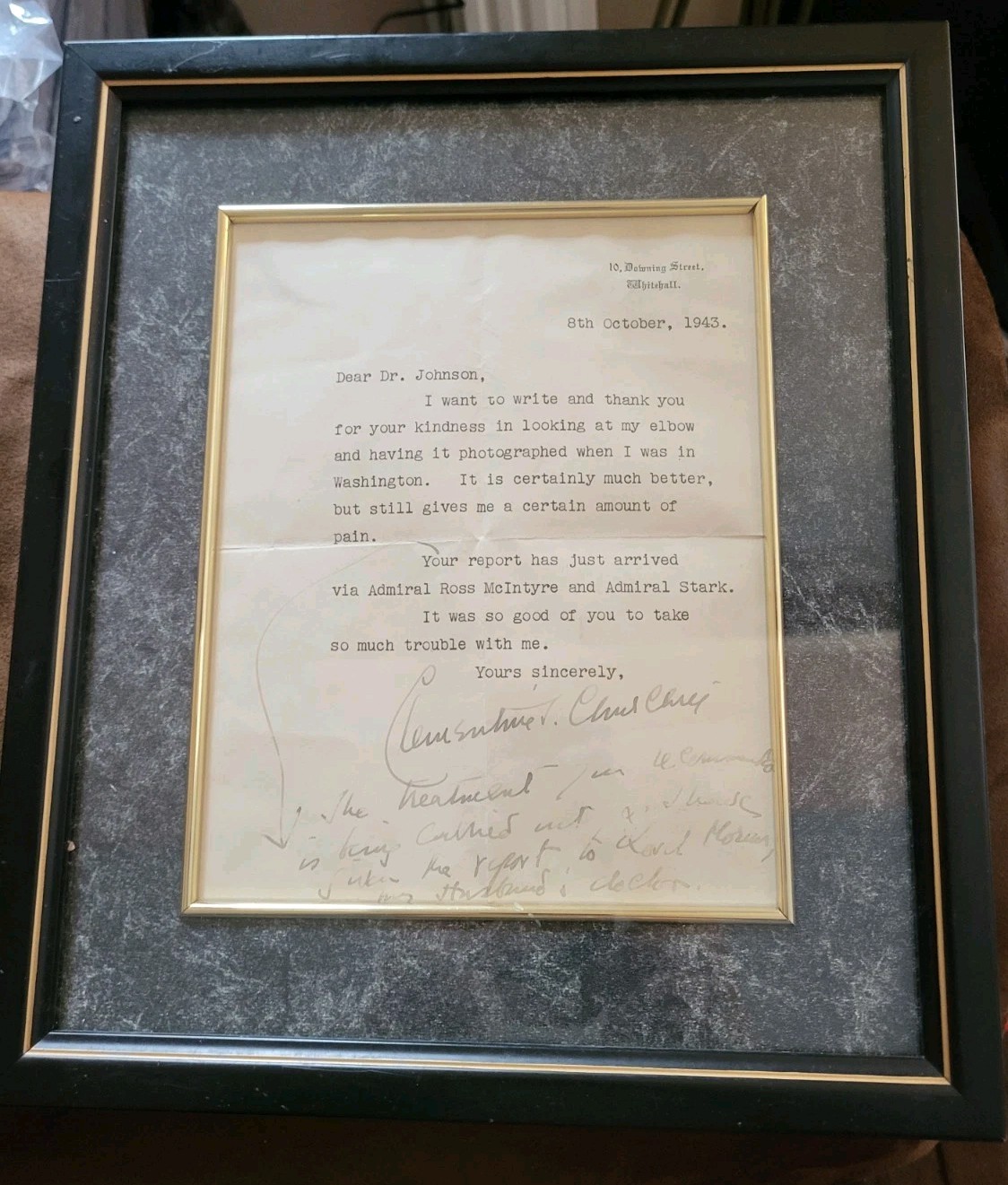SIGNED 1943 WWII Clementine Churchill 10 Downing Street Prime Minister Residence SIGNED 1943 WWII Clementine Churchill 10 Downing Street Prime Minister Residence