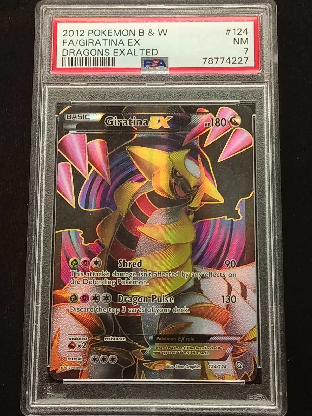 Pokemon TCG Dragons Exalted Giratina EX 124/124 English Full Art Holo PSA 7 Pokemon TCG Dragons Exalted Giratina EX 124/124 English Full Art Holo PSA 7