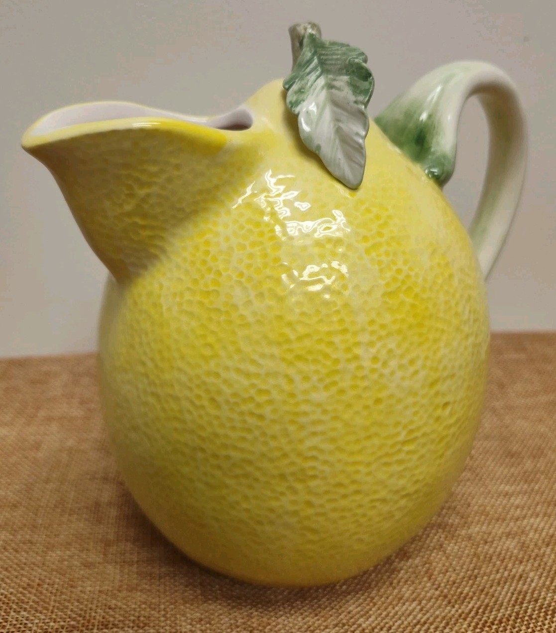 Vintage Mid Century Ceramic Lemon Pitcher Majolica Style Citrus Made In Japan Vintage Mid Century Ceramic Lemon Pitcher Majolica Style Citrus Made In Japan