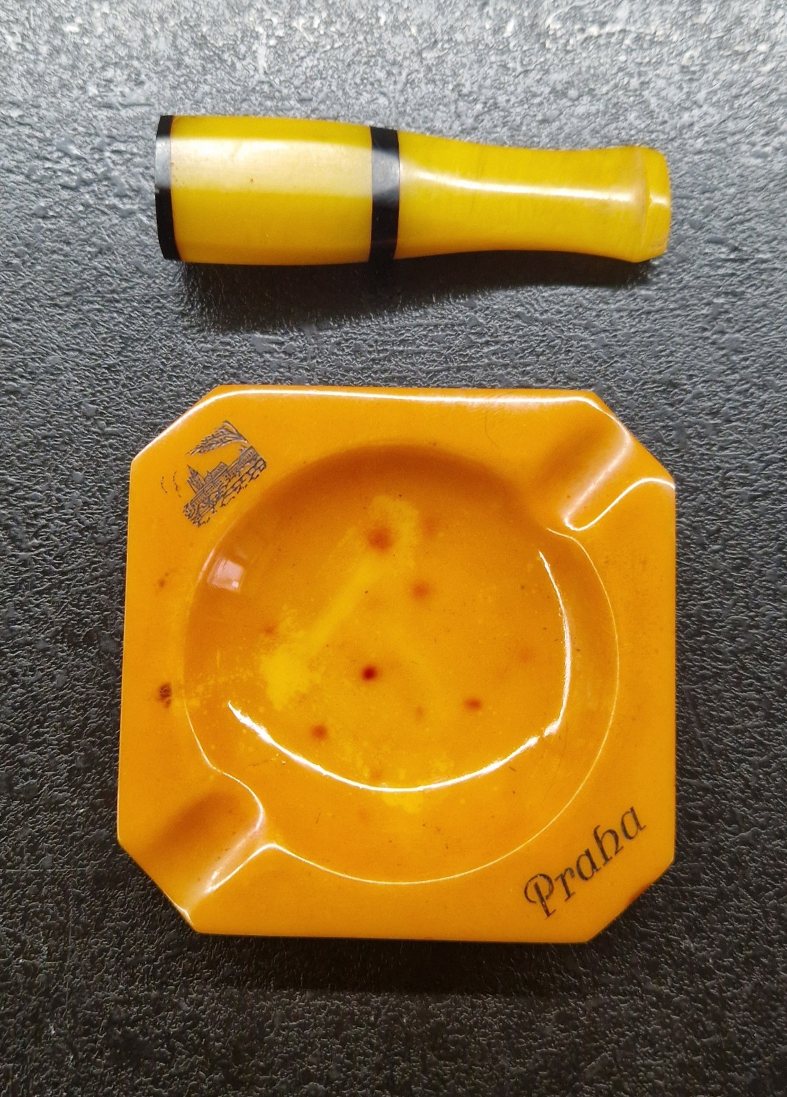 Vintage Sailboat Figurine Miniature Metal Boat on Amber Yellow Bakelite Stand Vintage Sailboat Figurine Miniature Metal Boat on Amber Yellow Bakelite Stand