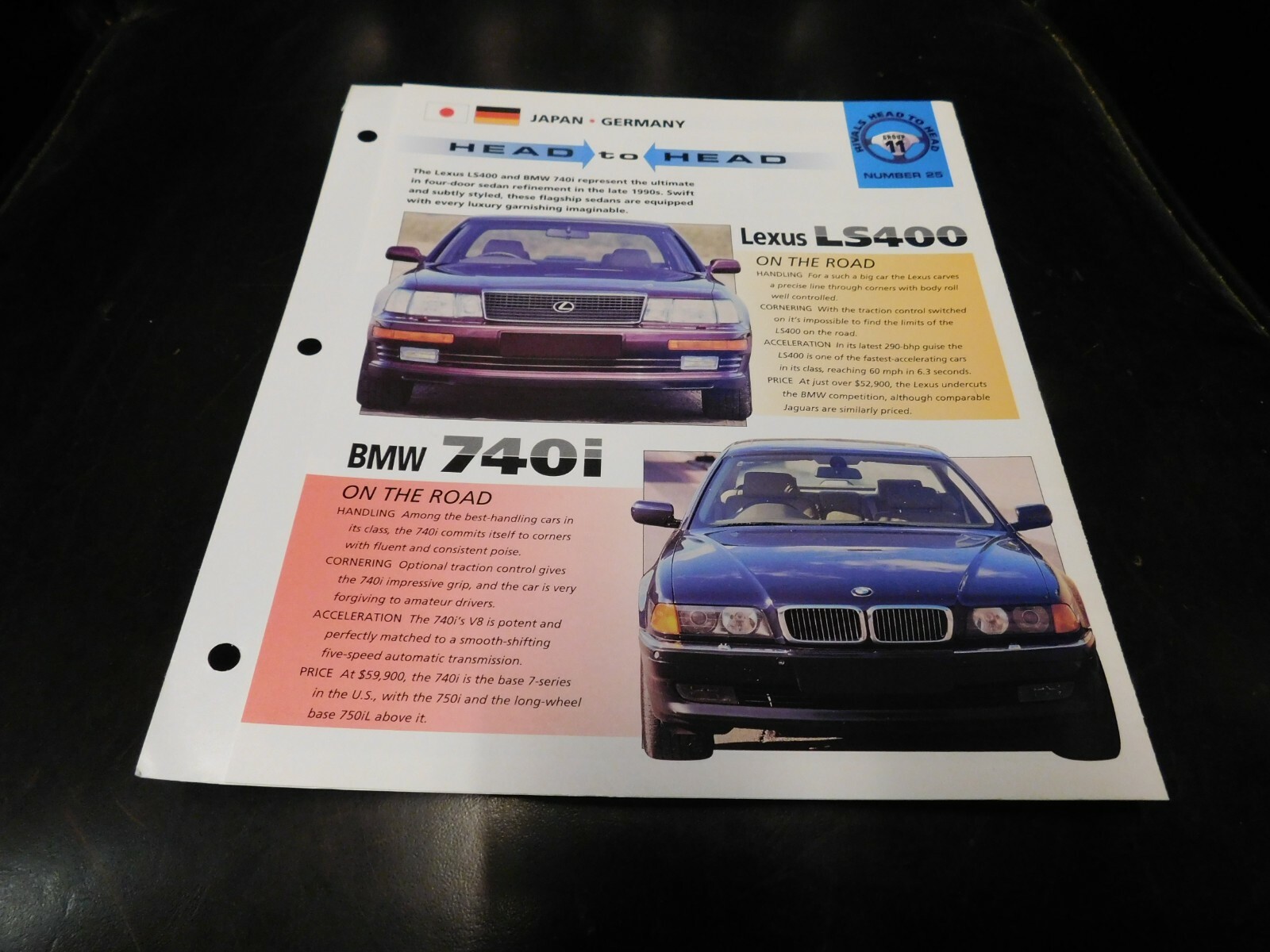 Lexus LS400 VS BMW 740i Comparison Literature Brochure w/ Photos Lexus LS400 VS BMW 740i Comparison Literature Brochure w/ Photos